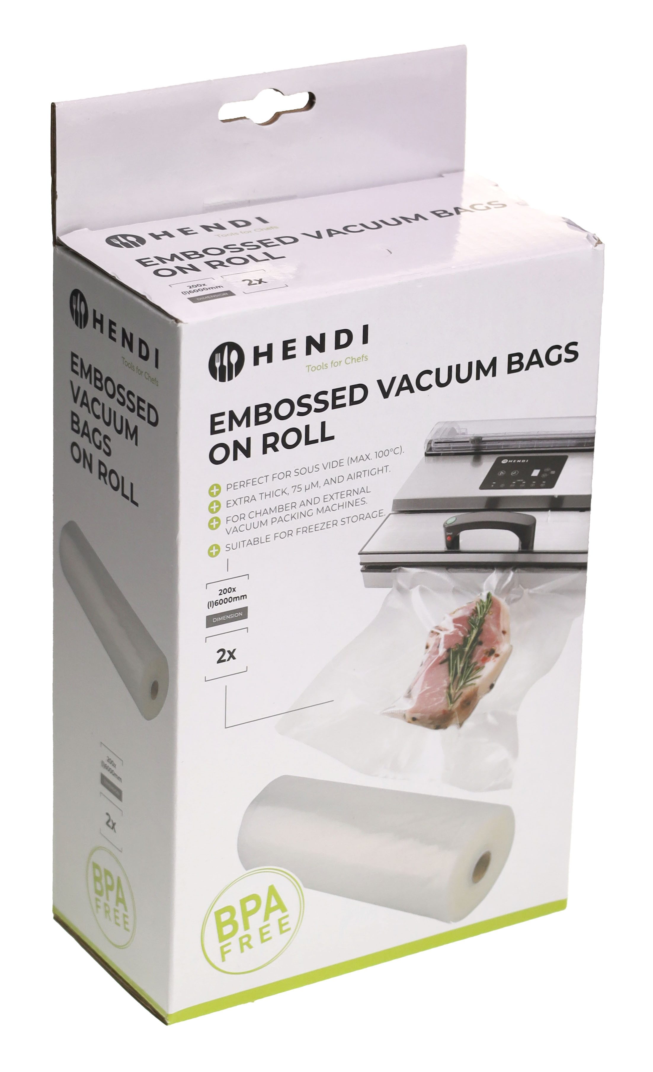 Hendi Pasta Scheiben für Fleischwolf Hendi 971062 Vakuum-Kochbeutel Rolle geprägt 20x600cm 2 Stk. für Vakuu