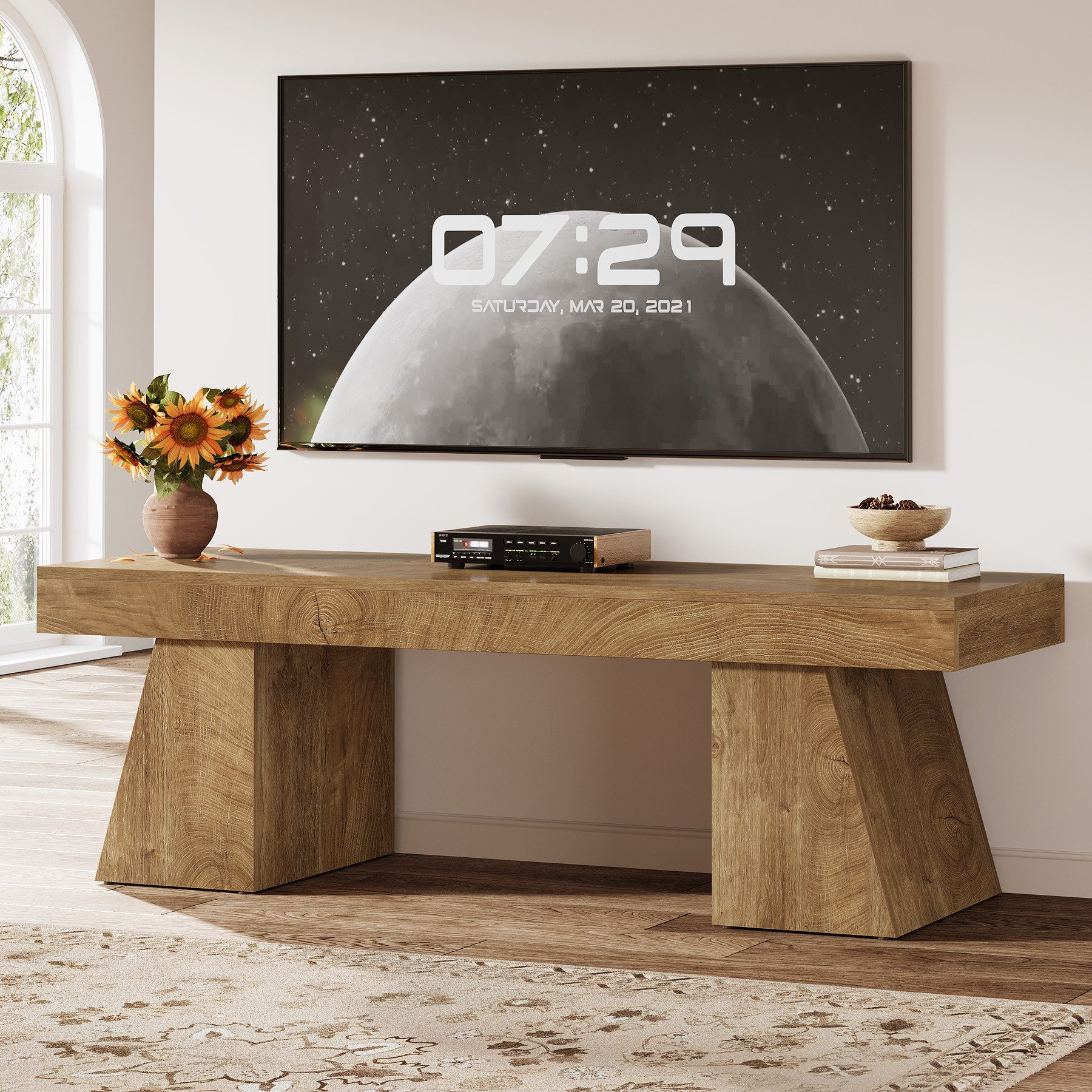 Tribesigns TV-Ständer Entertainment-Center mit doppeltem geometrischem Sockel, (Konsolentisch, Medienkonsole für 55/60/65/75-Zoll-Fernseher)