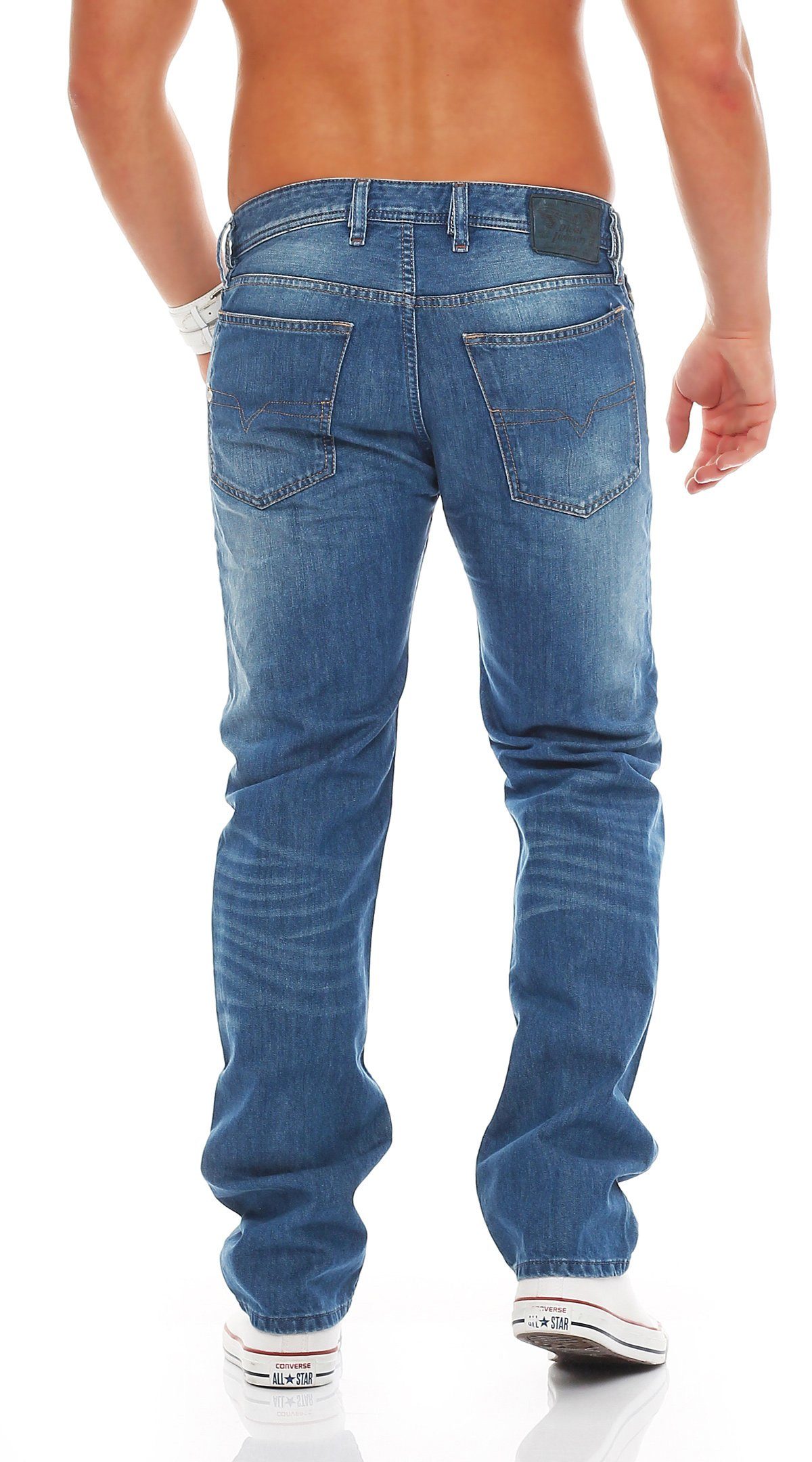 W28 Waykee ohne Stretch Blau, Anteil Größe: Dezenter 5 Herren Diesel 0R83P Pocket Used-Look, L32, Style, Regular-fit-Jeans