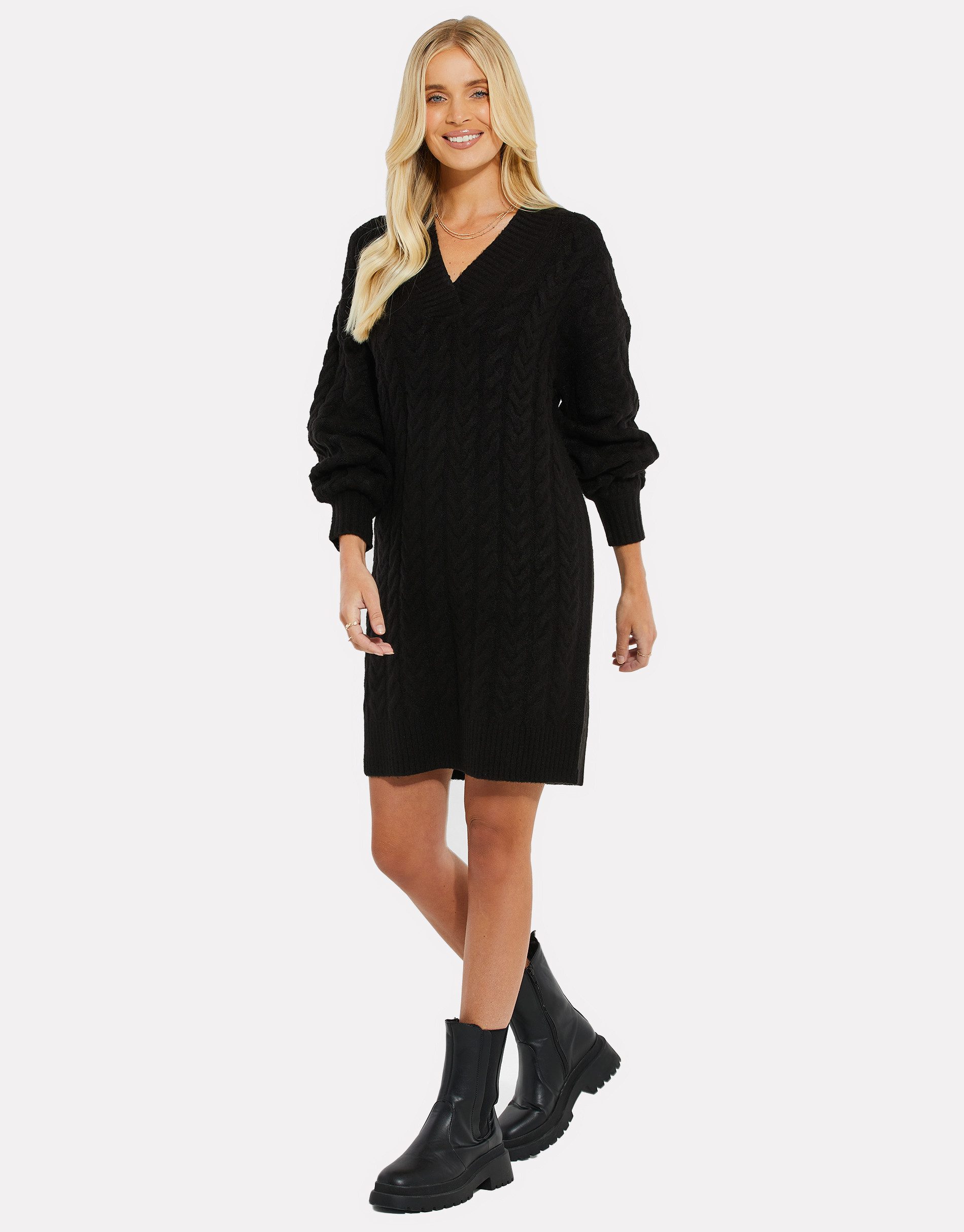 Threadbare Jerseykleid mit tollem Strickmuster günstig online kaufen