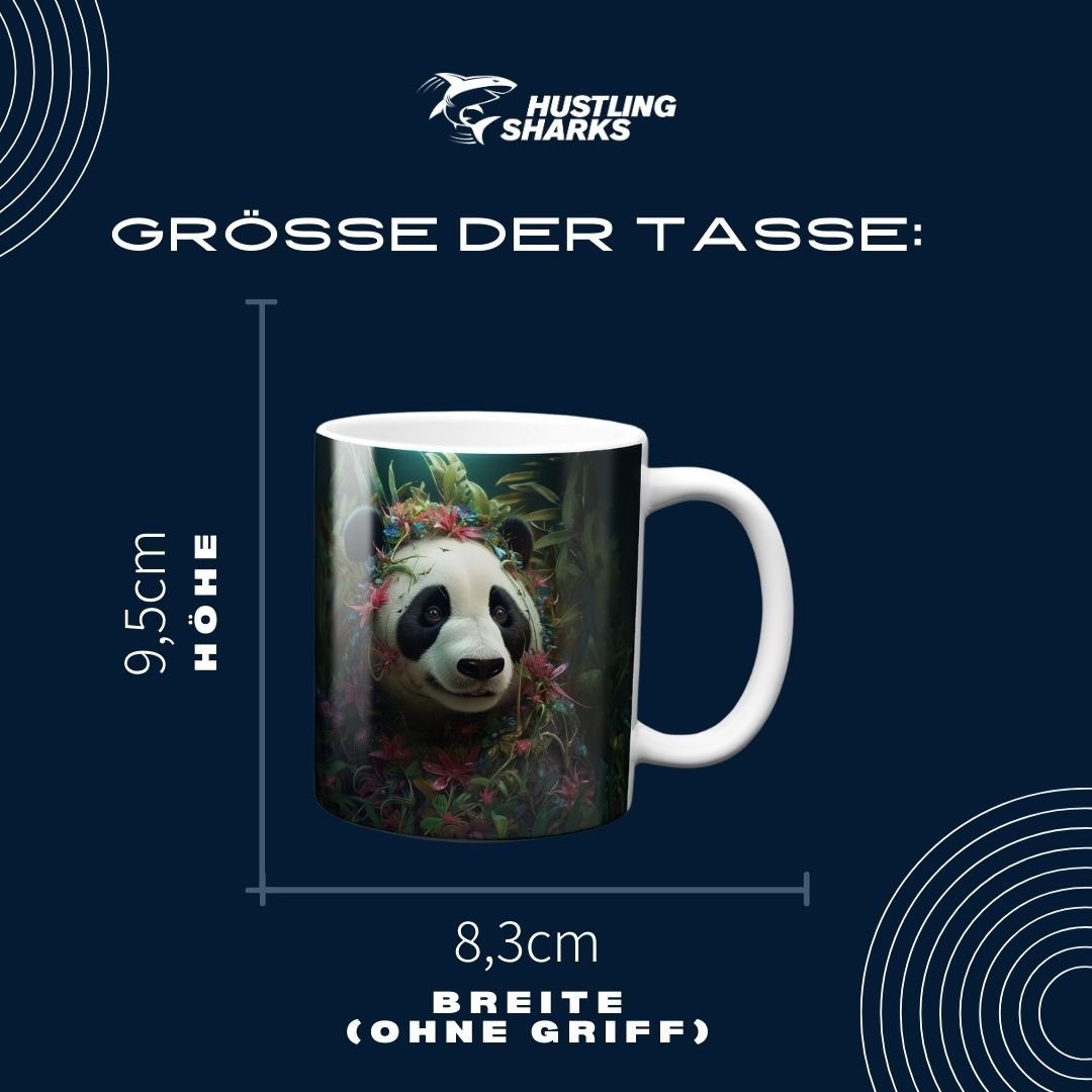 umwickelte Der Tasse Sharks® Hustling mit Geschenk, 330 Panda - Tiermotiv Tasse Hustling ml - Sharks