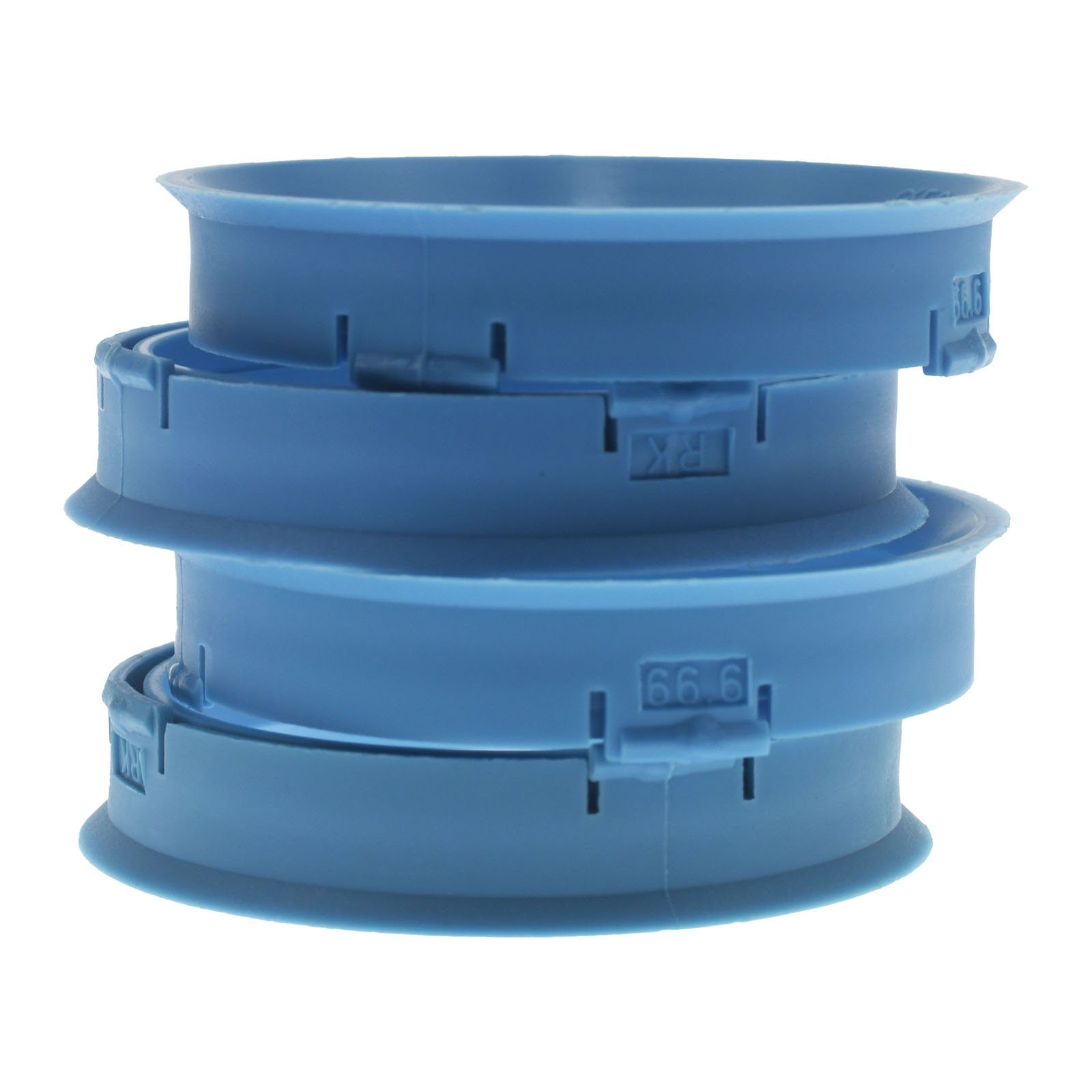 BRANDT AUTOMOTIVE Reifenstift 4X Zentrierringe Hellblau Felgen Ringe + 1x Reifen Kreide Fett Stift, Maße: 66,6 x 56,6 mm