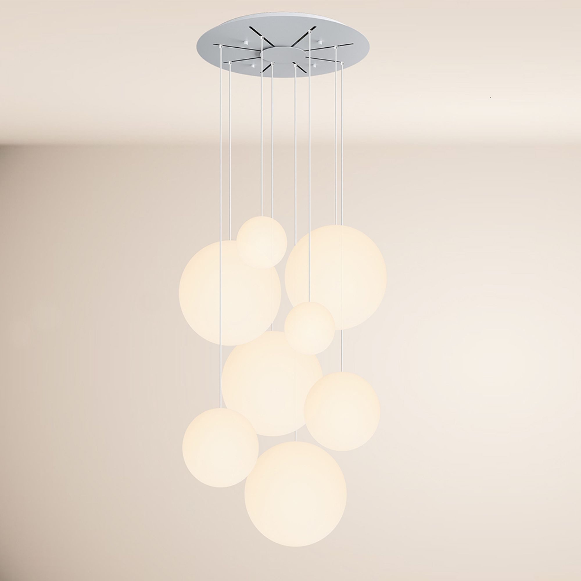 s.luce Pendelleuchte Orb Galerielampe 8-flammig Modular