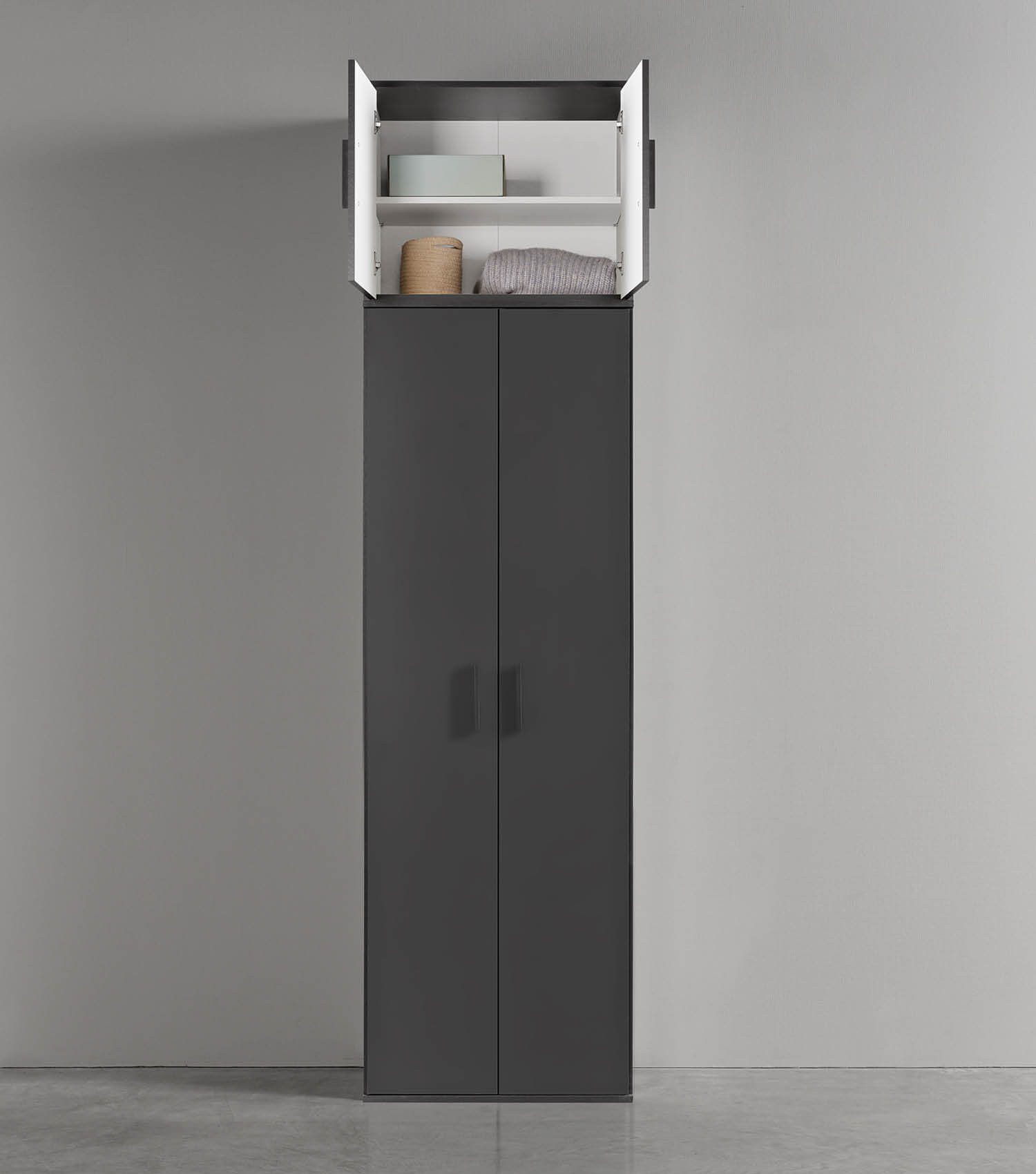 mokebo Mehrzweckschrank Der Extralange Besenschrank, Putzschrank, Flurschrank, Aufbewarhungsschrank schwarz