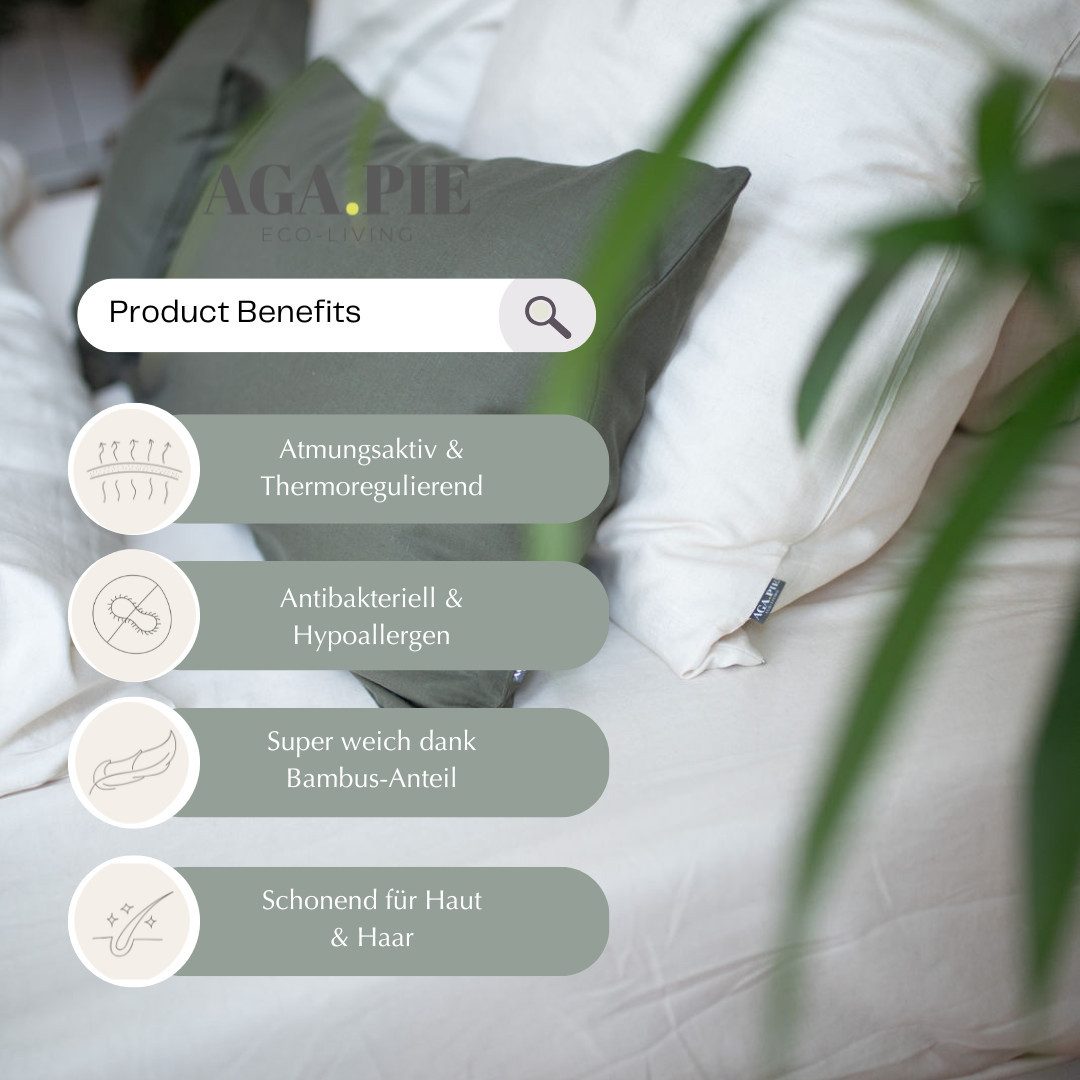 AGA.PIE Spannbettlaken Leinen Bambus Bettlaken, Gummizug: rundum, 35 cm Steghöhe, für Allergiker geeignet, OEKO-TEX, Besonders sanft