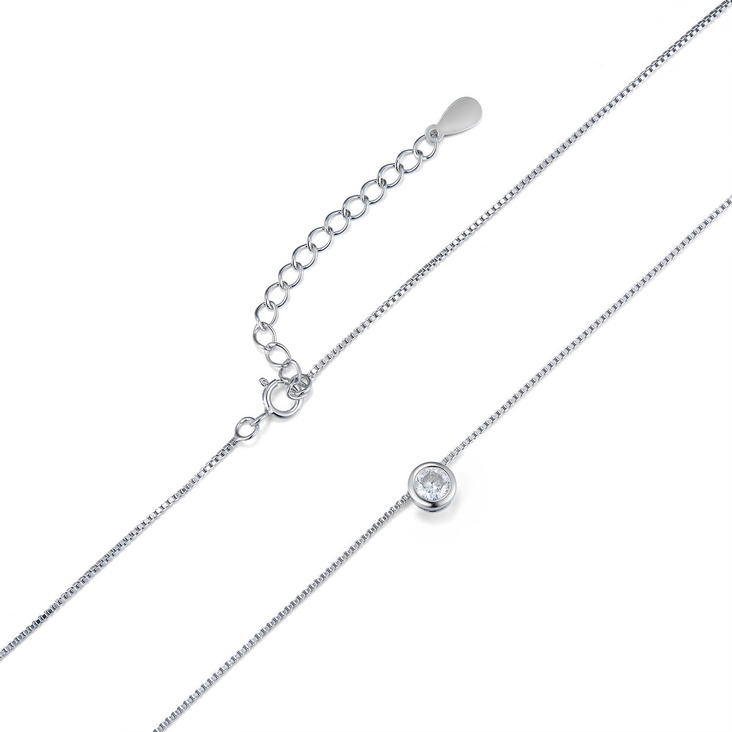 Schöner-SD Kette mit Anhänger Solitär Anhängerkette 925 Silber Silberkette günstig online kaufen