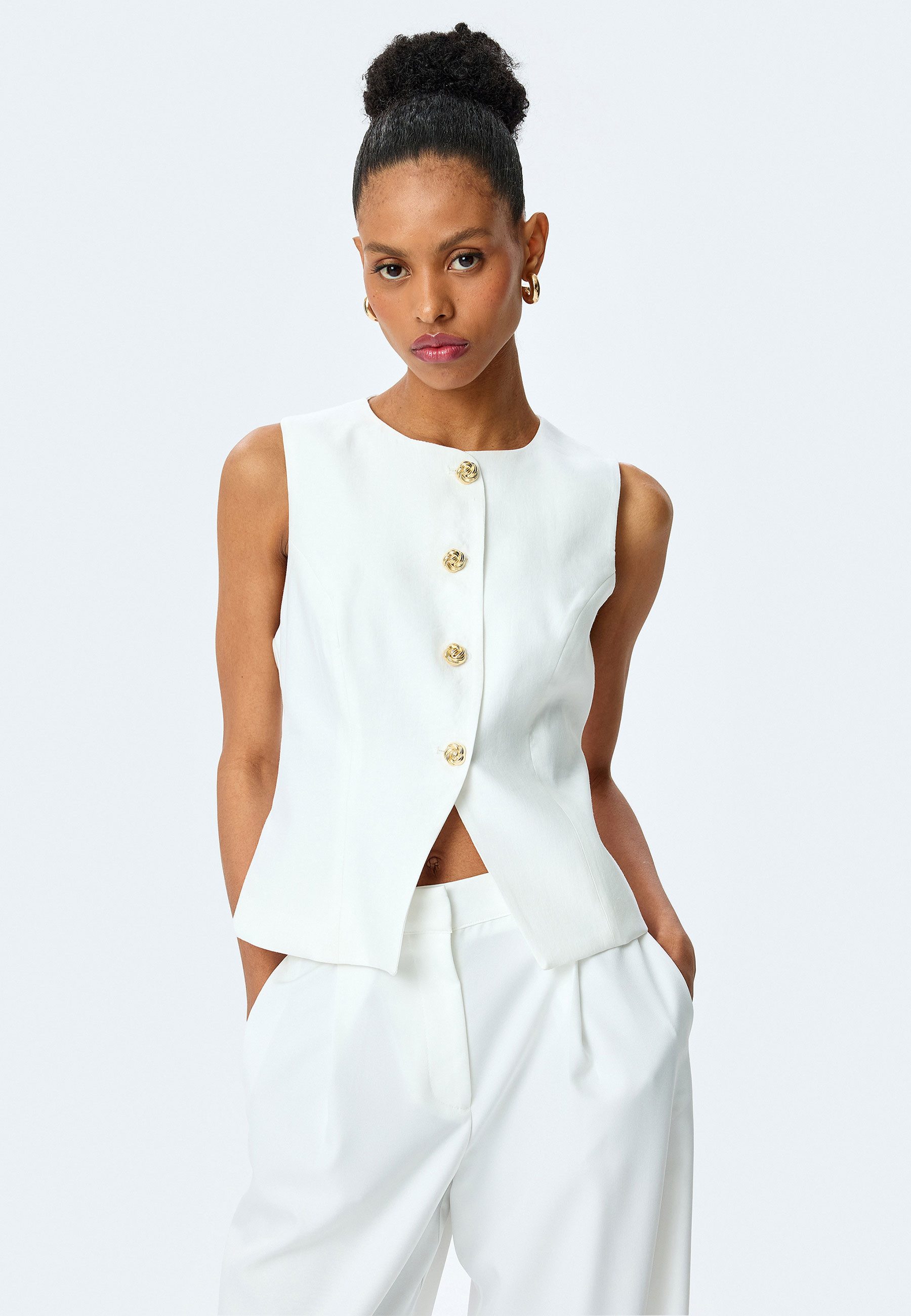 Koton Anzugweste Rundhalsausschnitt Slim Anzugweste günstig online kaufen