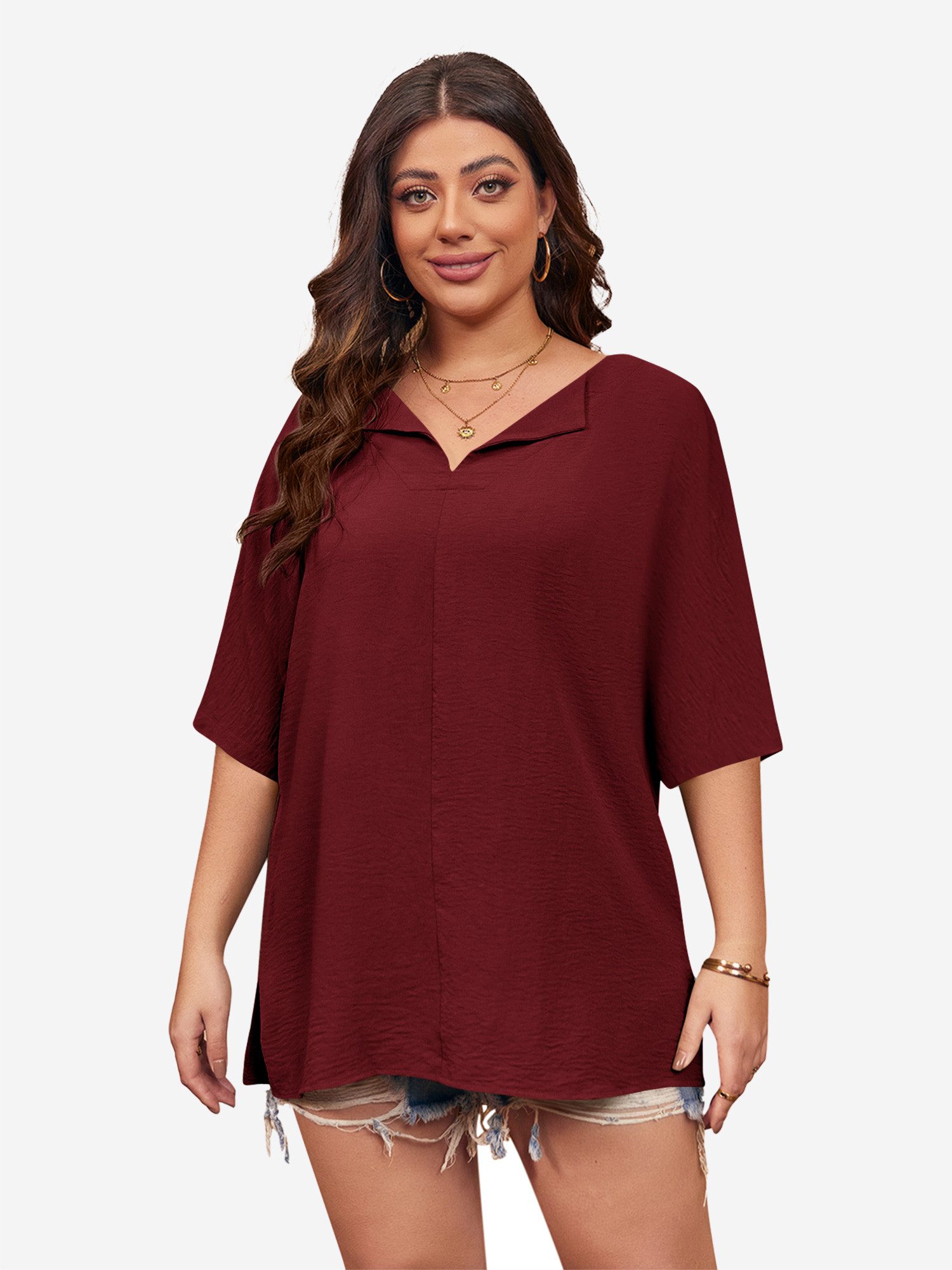 Imily Bela Shirtbluse Damen Plus Size Kurzarm T-Shirt (Packung, 1-tlg., 1pe günstig online kaufen