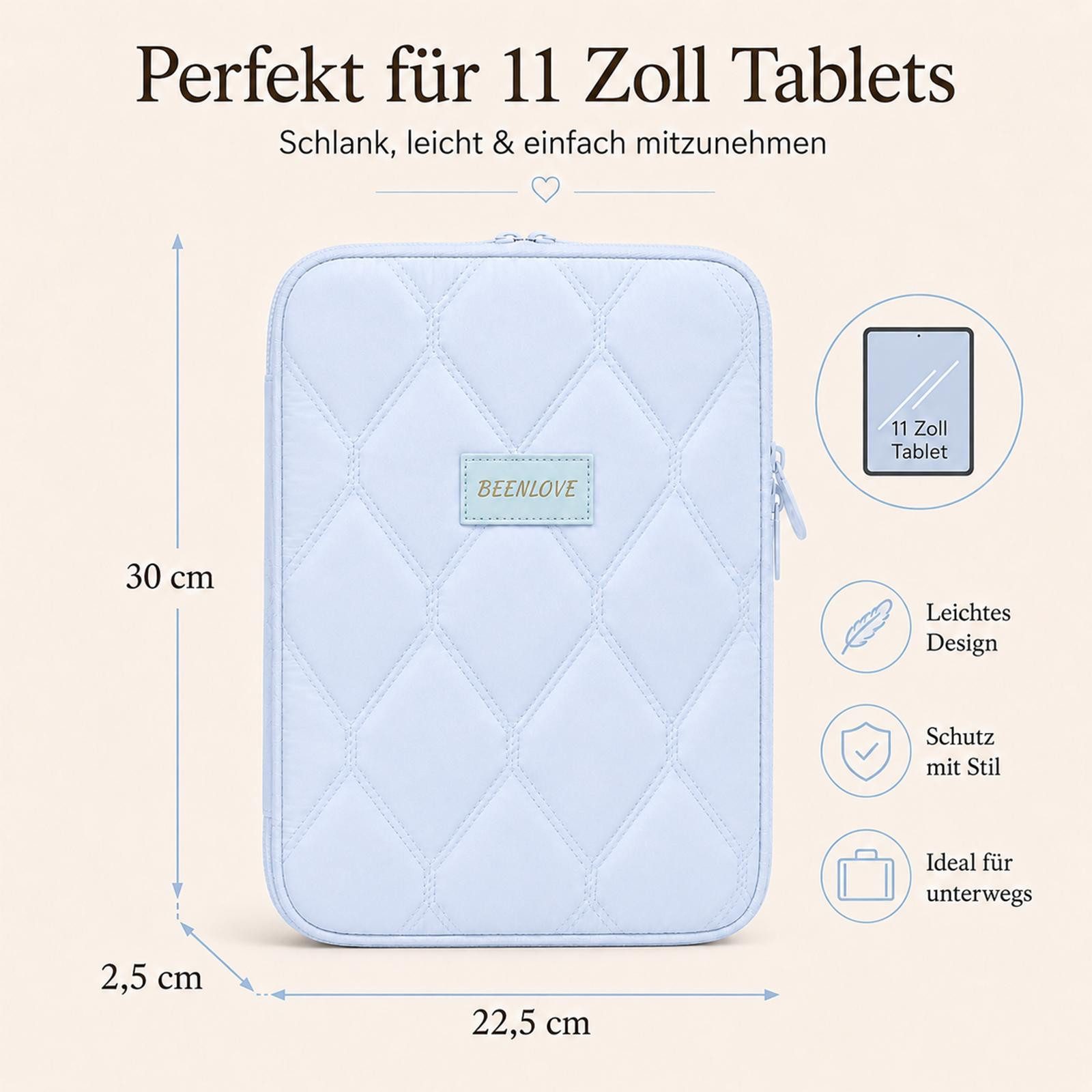 VERCO Tablet-Hülle Universal Organizer Sleeve bis 11 Zoll gepolstert 27,94 cm (11 Zoll), mit Trolley Schlaufe und Zubehörfach wasserabweisend gepolstert – Bild 3 von 5