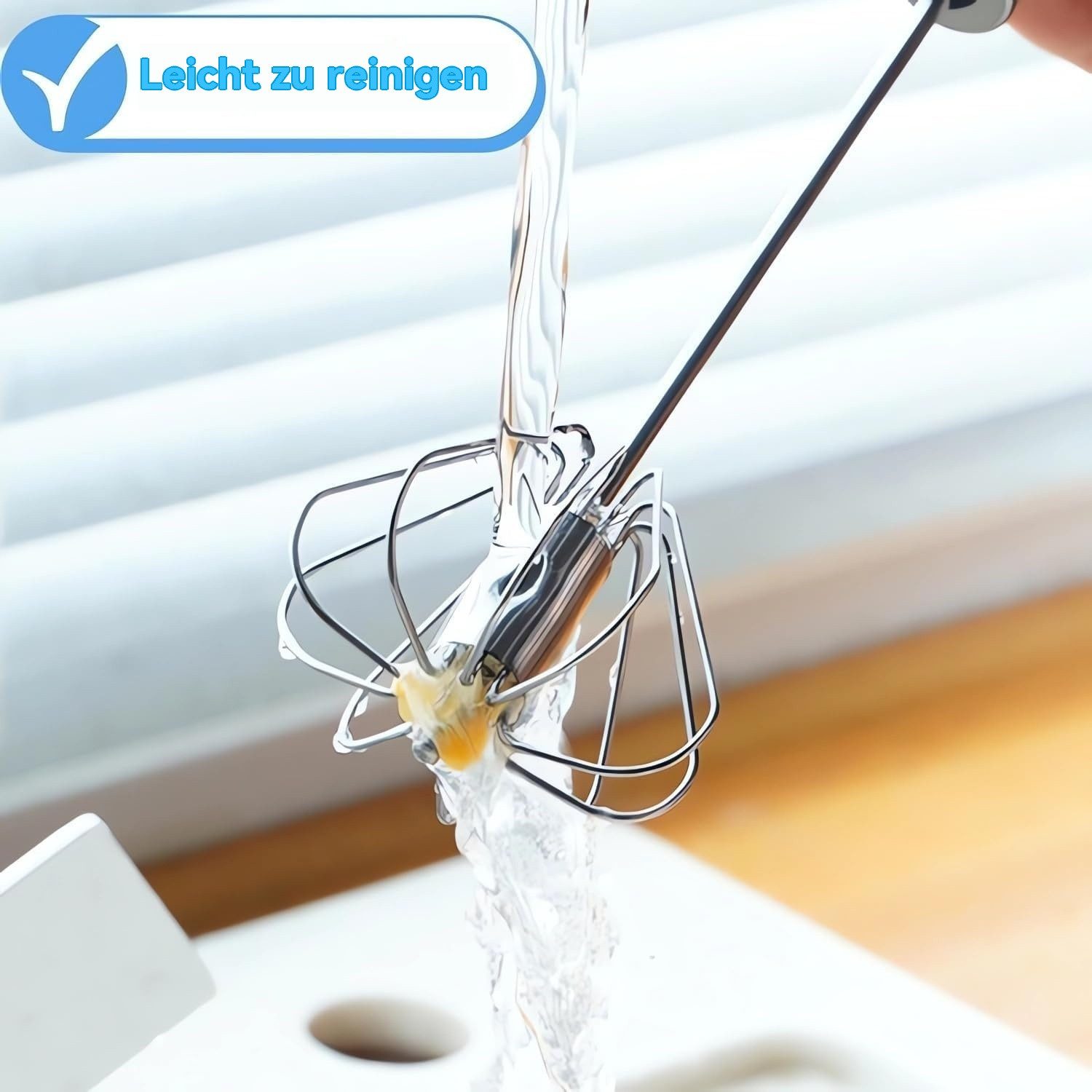 PODOFO Schneebesen 10 Zoll Automatischer Schneebesen, Halbautomatischer für die Küche, Edelstahl