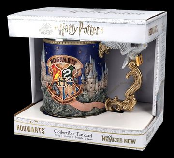 Figuren Shop GmbH Bierkrug Harry Potter Krug - Hogwarts - Bierkrug Merchandise Fanartikel, Kunststein (Polyresin), Edelstahl