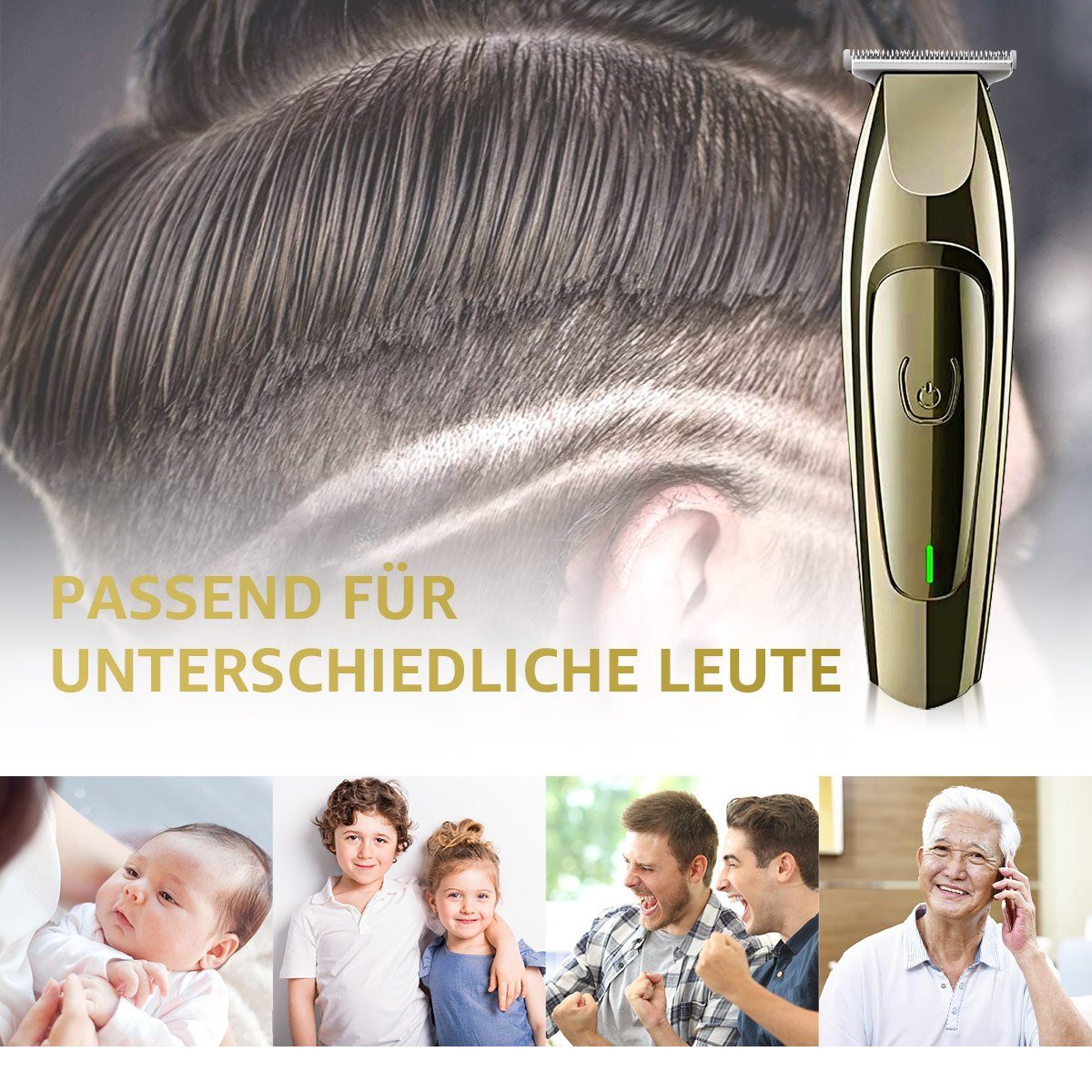 LifeImpree Haarschneider Metall Kabelloser, Profi Bartschneider Wasserdicht, Haartrimmer grau Haarschneider herren, Wiederaufladbar herren