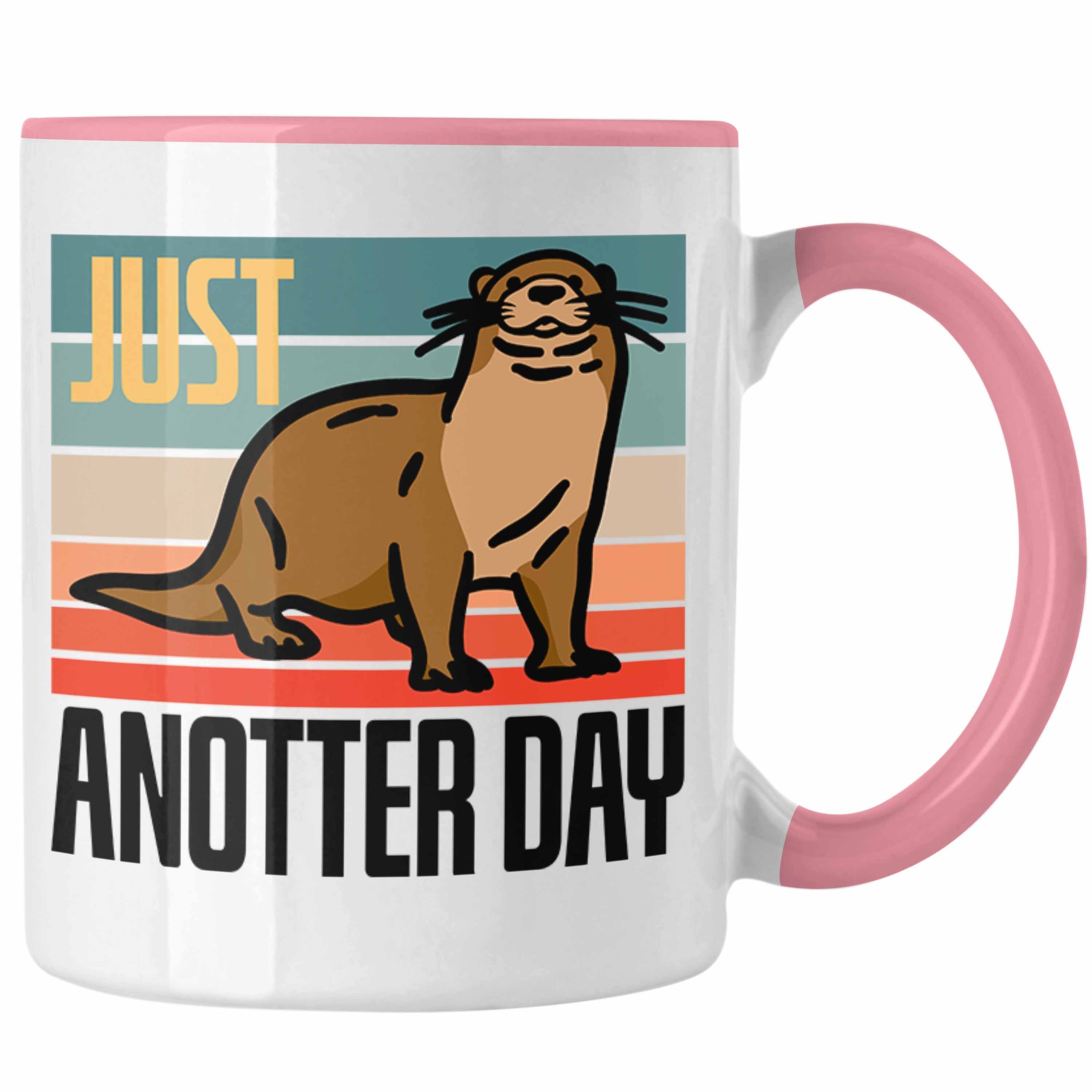 Trendation Tasse Lustige Otter Tasse Geschenk für Tierliebhaber "Just Anotter Day" Rosa