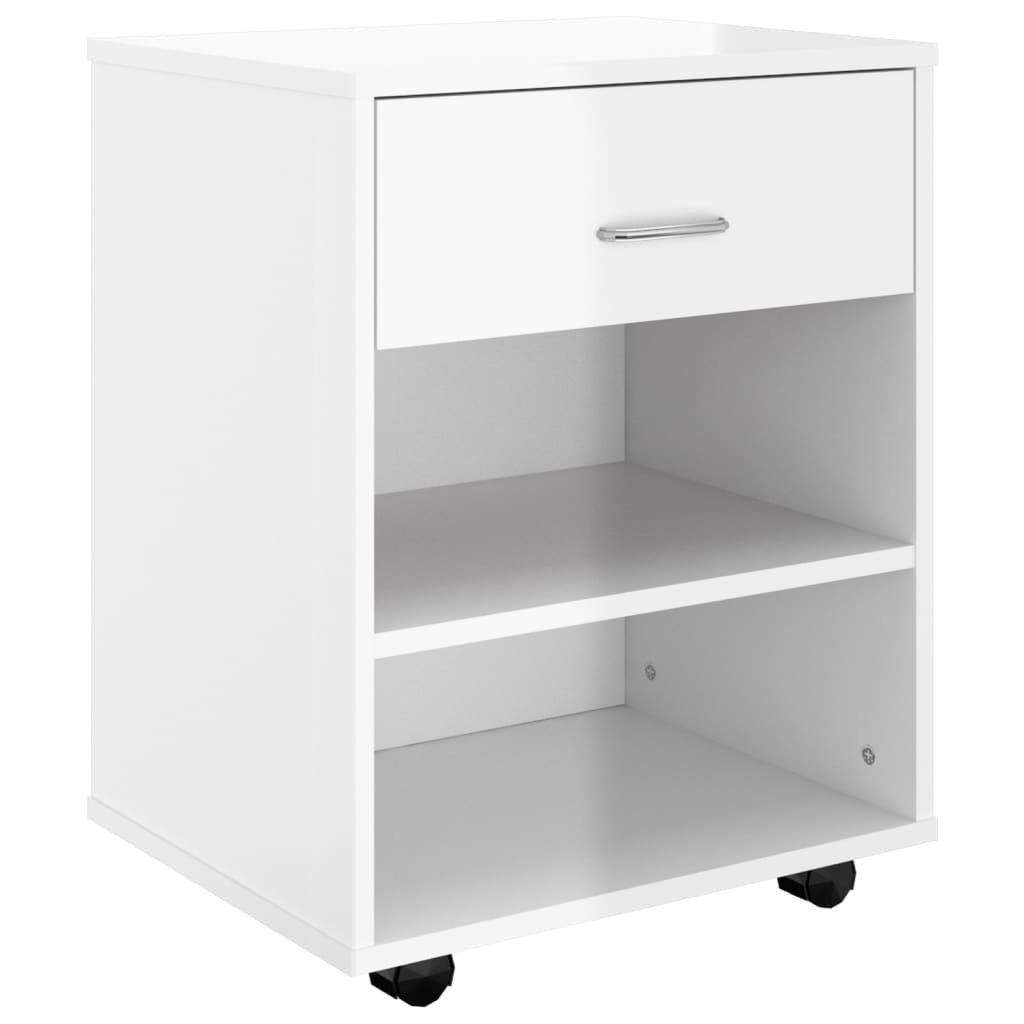 vidaXL Rollcontainer Rollschrank Hochglanz-Weiß 46x36x59 cm Holzwerkstoff, (1 St)