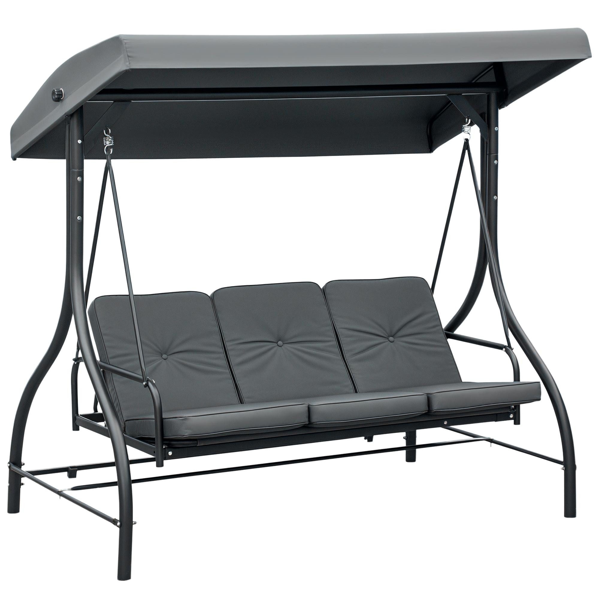 MC Star Hollywoodschaukel Schaukelbank. Hollywoodschaukel mit Sonnenschutz, Gartenschaukel. Verandaschaukel. 3 Sitze. Schaukelbett