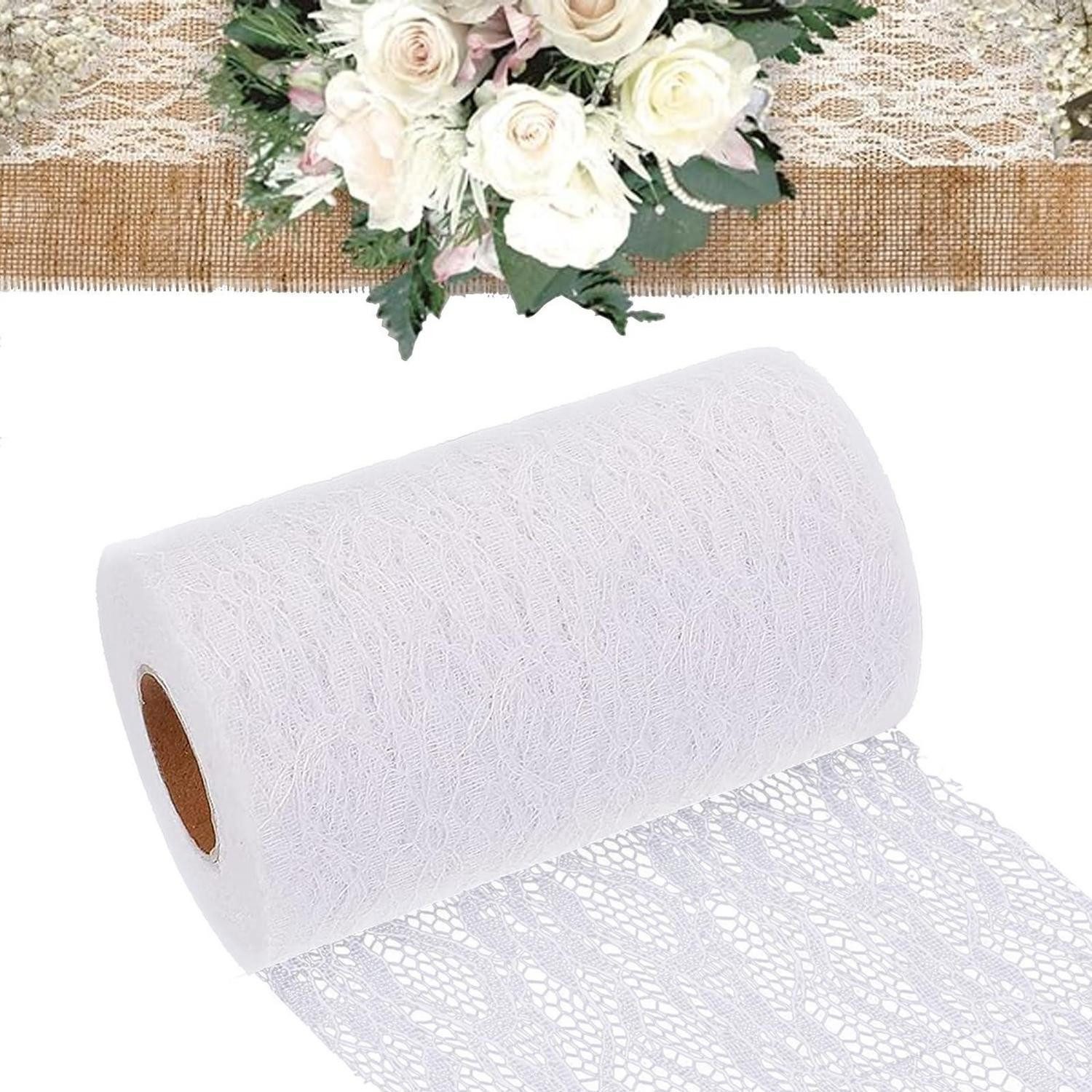 LuxusKollektion Tischband Tischläufer Spitze 15x22m Weiss