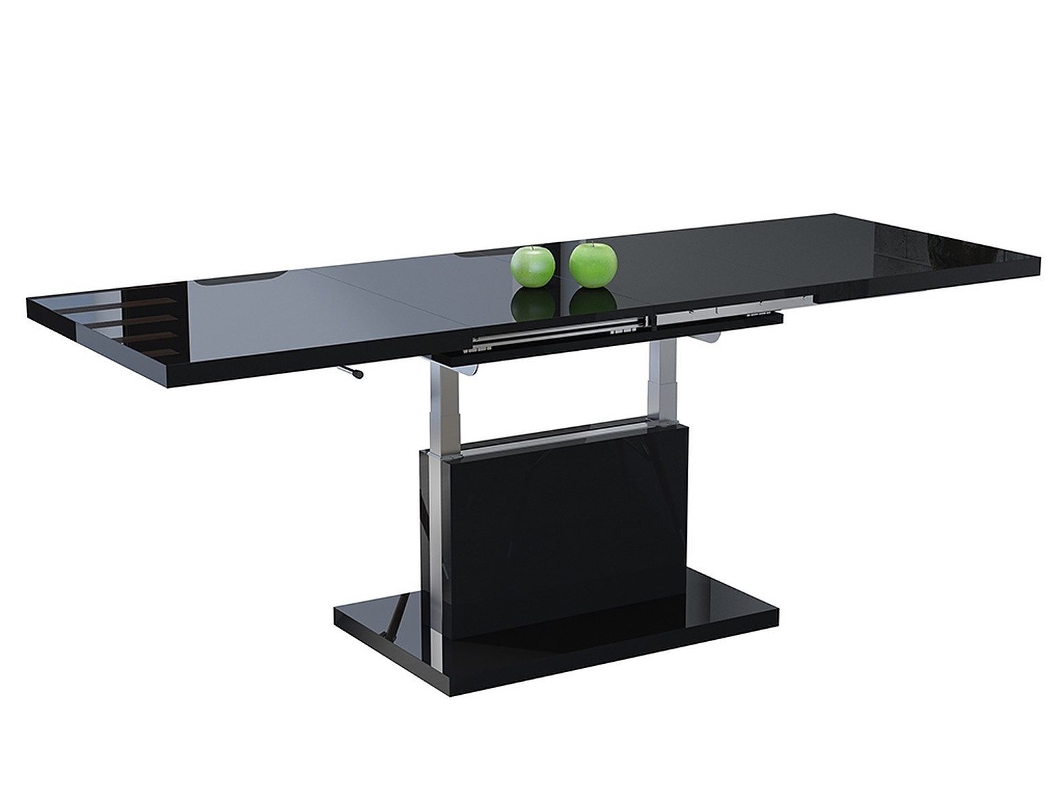 Mazzoni Couchtisch Aston Schwarz Hochglanz stufenlos höhenverstellbar auszi günstig online kaufen