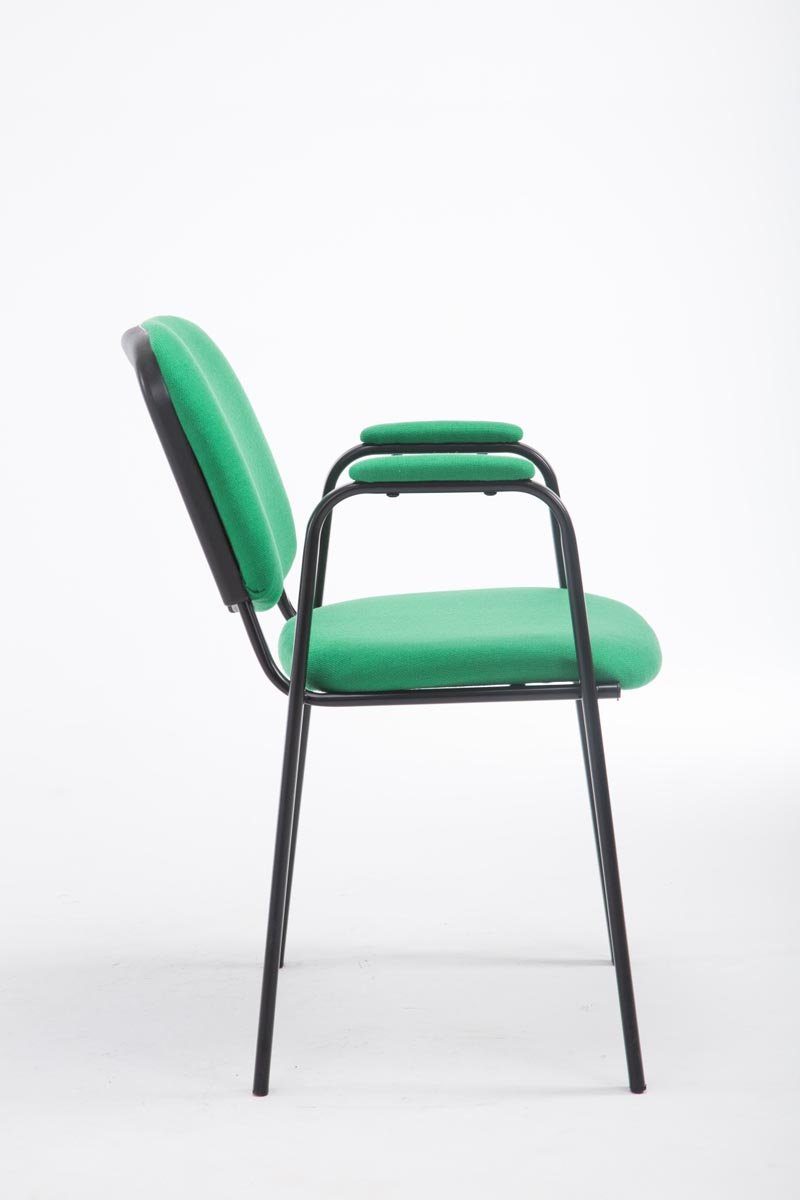 Warteraumstuhl Stoff Gestell: - Sitzfläche: Metall grün Konferenzstuhl TPFLiving - Polsterung mit - Besucherstuhl hochwertiger - Messestuhl), schwarz (Besprechungsstuhl Keen
