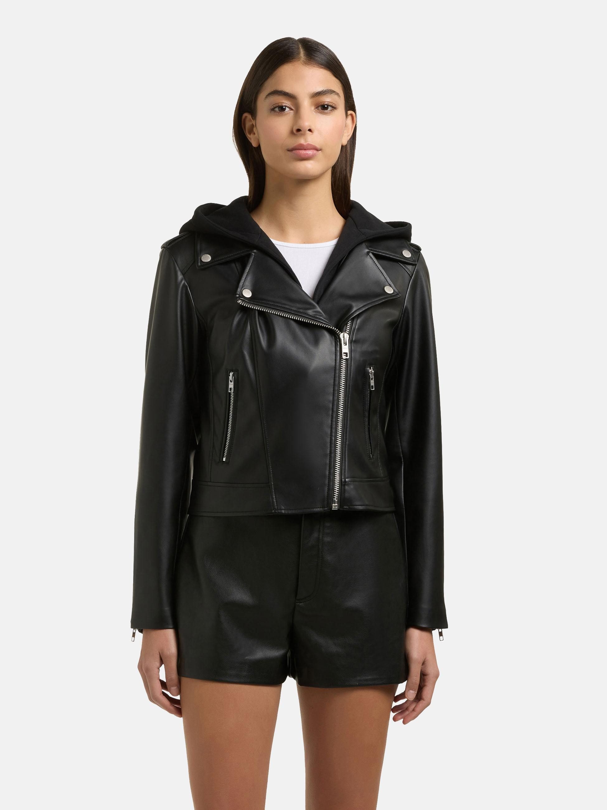 khujo Lederimitatjacke Yael Klassische Kunstlederjacke mit abnehmbarer Kapu günstig online kaufen