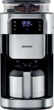 Severin Kaffeemaschine mit Mahlwerk KA 4814, 1l Kaffeekanne, Permanentfilter 1x4, mit Mahlwerk, Schwenkfilter, LED-Touch-Display, Timerfunktion