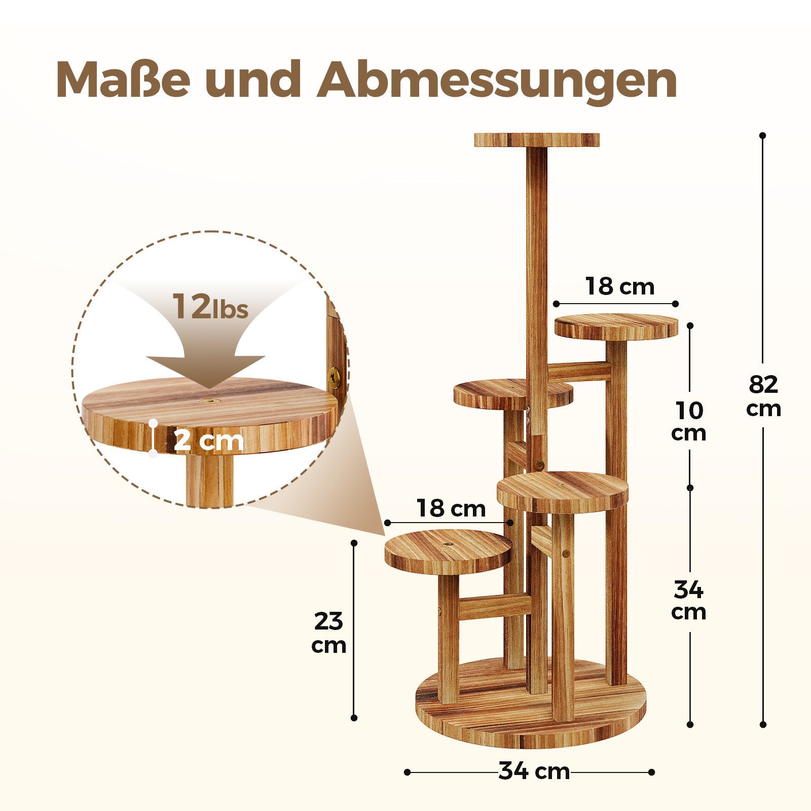 Bamworld Blumenständer Holzblumenständer 5-stufig – Platzsparender Pflanzenträger (1 St), für Wohnzimmer, Garten & Terrasse – Stilvoller Pflanzenhalter