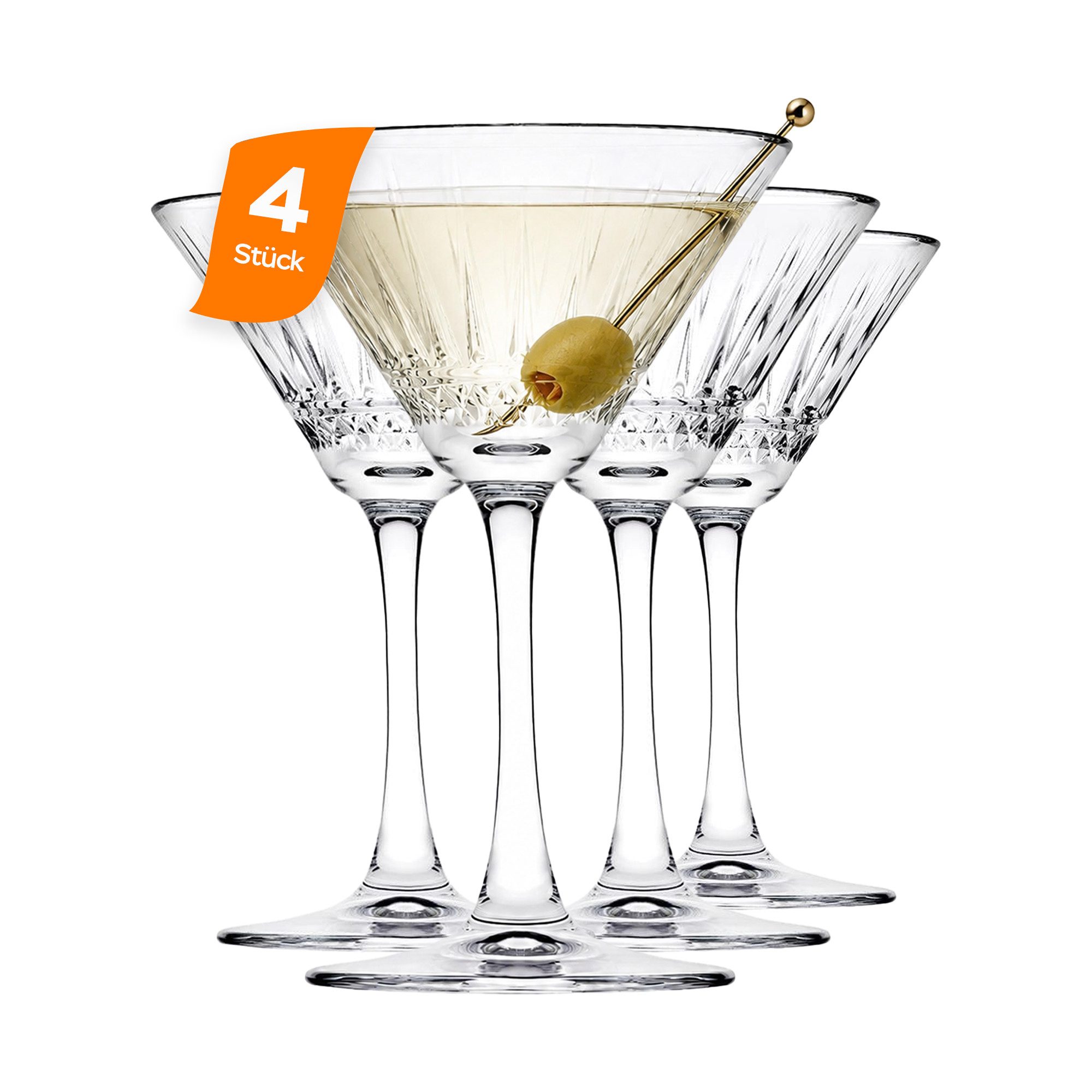 Pasabahce Gläser-Set Elysia Martiniglas, 6-tlg., Glas, Ideal für Cocktails, Martinis, 4er Set - 220 ml
