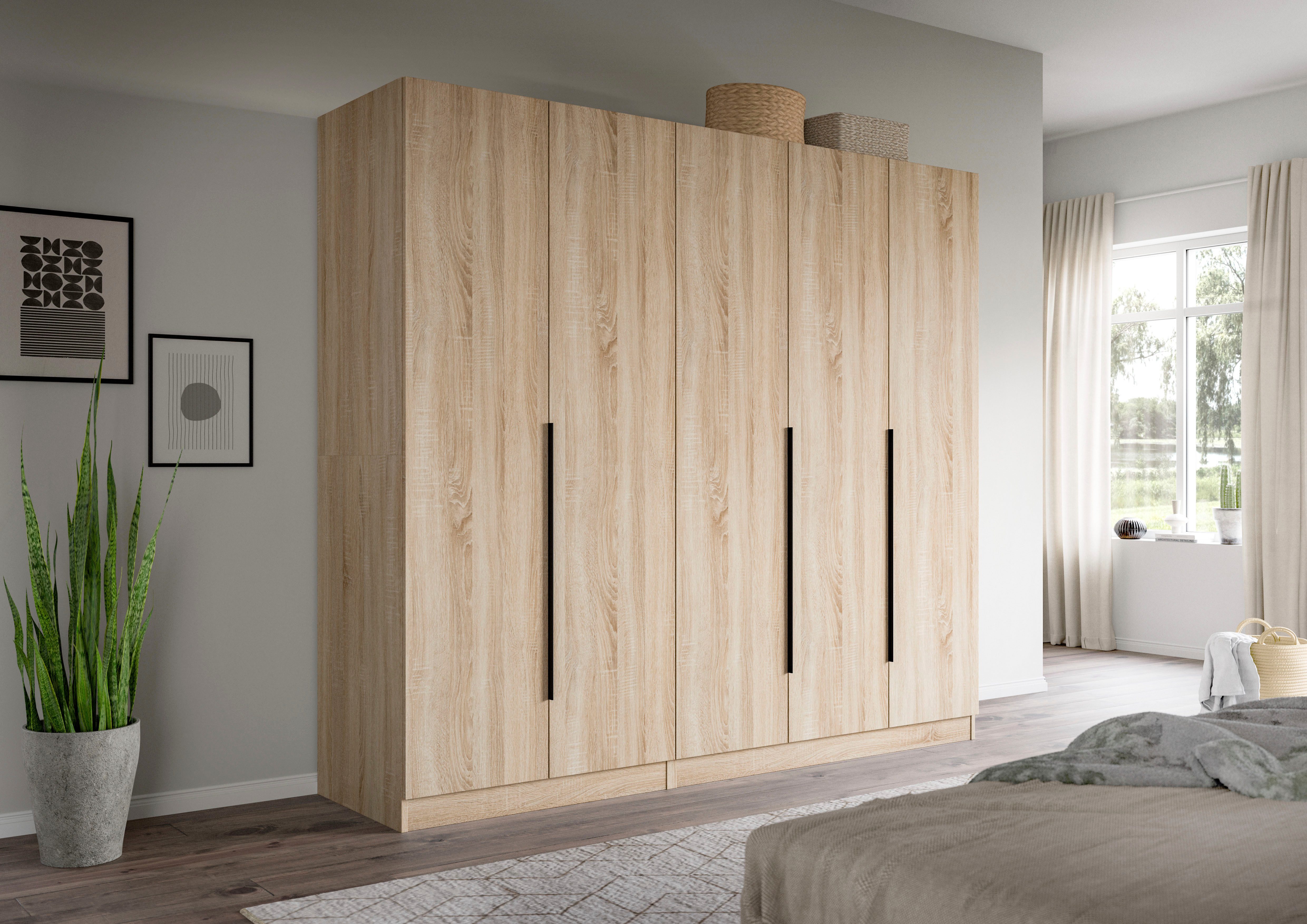 Home affaire Schrank-Set Skarde moderner Kleiderschrank Schlafzimmerschrank, (1-St., wähle deine beste Schrank Kombination), Skarde Kleiderschrank 200 cm, 2 Kleiderstangen und 5 Böden