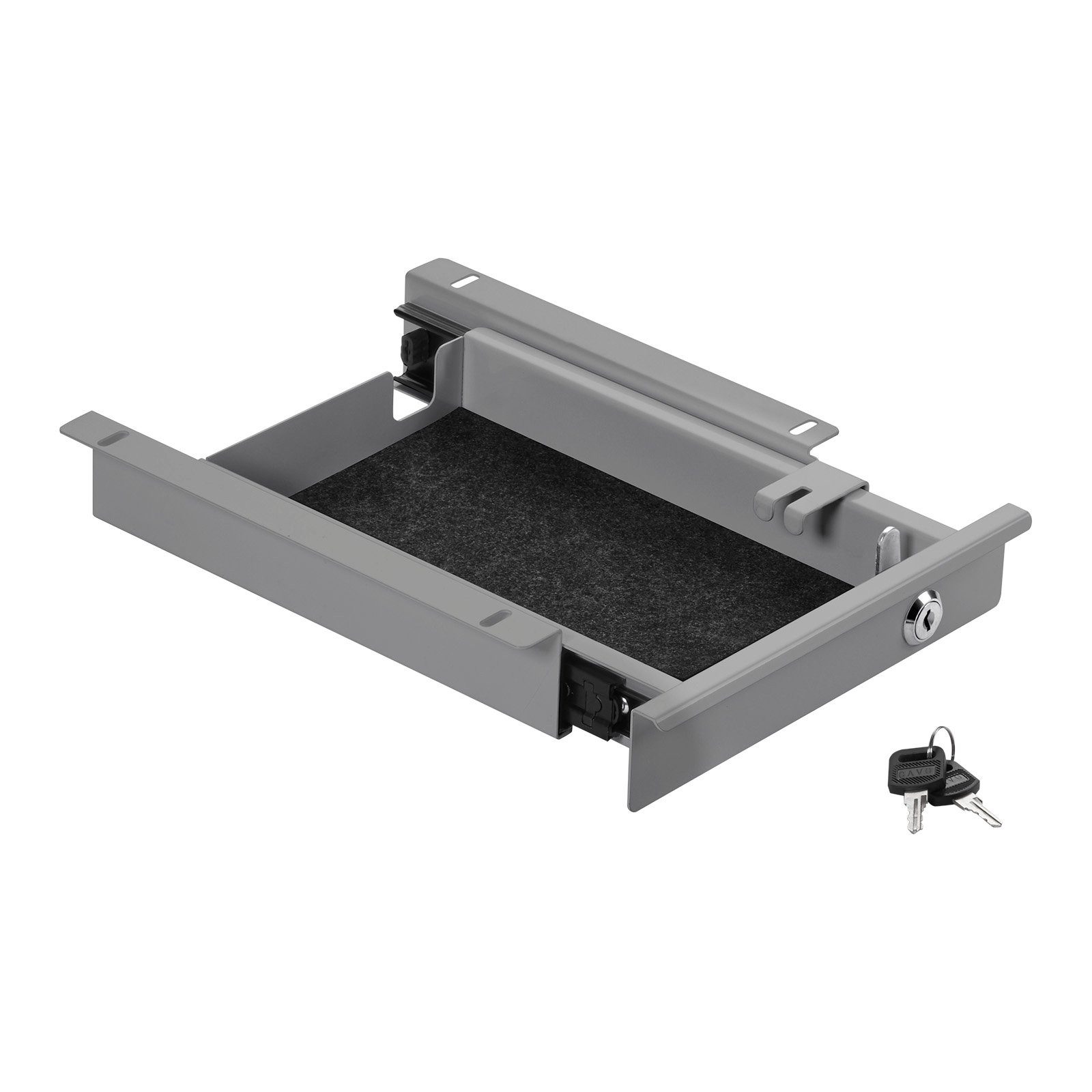 CAVO Schublade Dokumentenschublade Unterbauschublade für Schreibtisch, Breite 220 mm grau, abschließbar