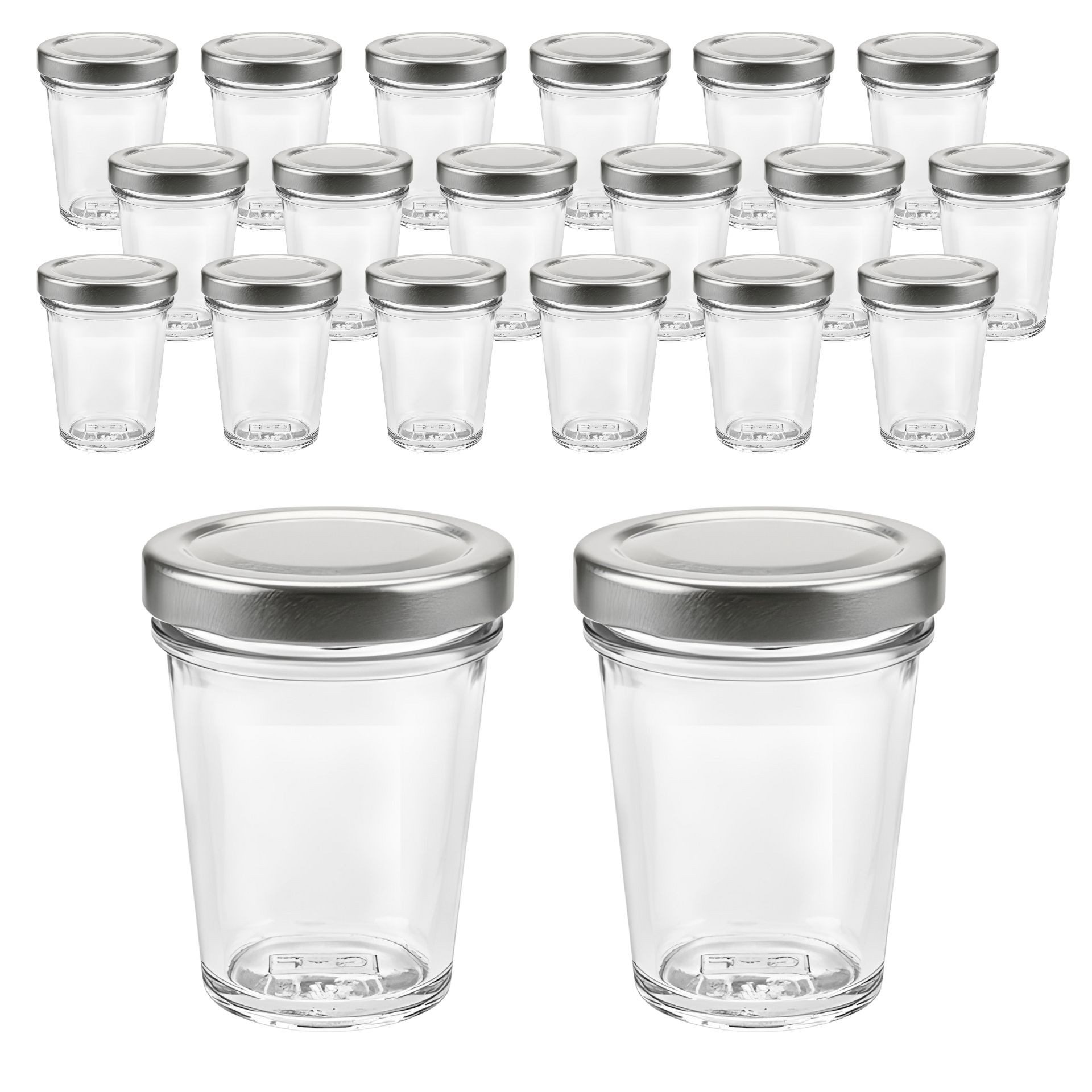 mikken Einmachglas kleine Bechergläser 65 ml mini Gläschen mit Etiketten, (Spar-Set, 20er Set), Sturzform