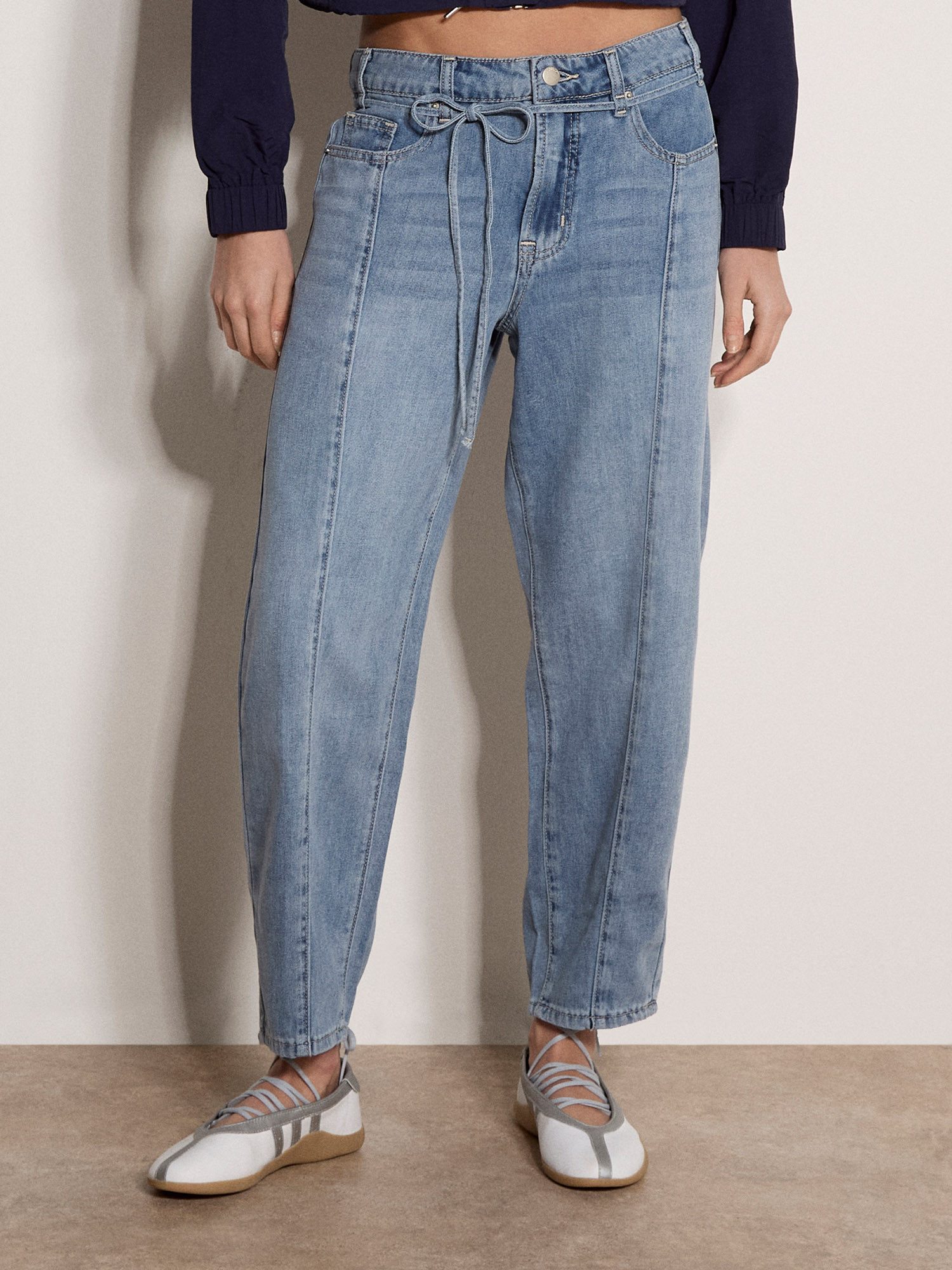 Apricot Weite Jeans Gerade Jeans mit Bindegürtel