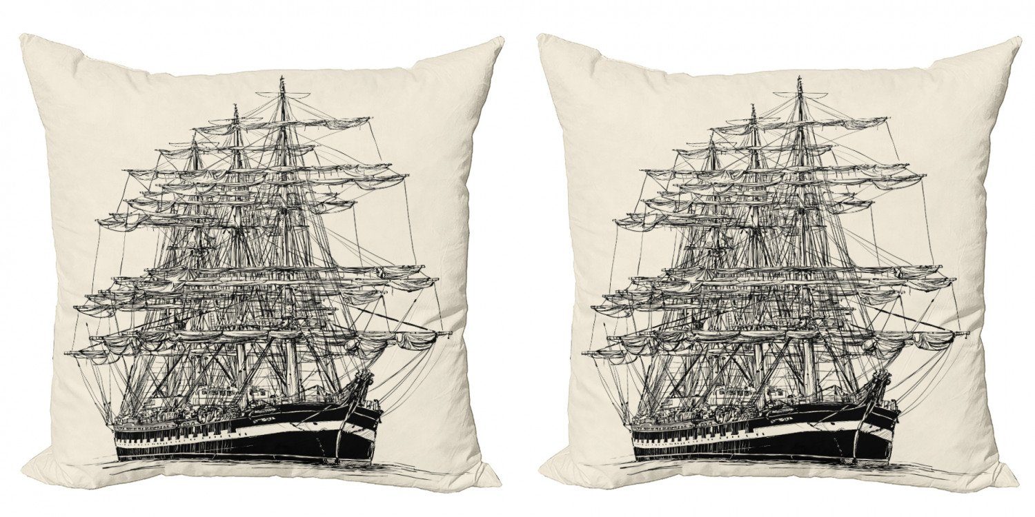 Kissenbezüge Modern Accent Doppelseitiger Digitaldruck, Abakuhaus (2 Stück), Piratenschiff Segelboot-Weinlese | Kissenbezüge