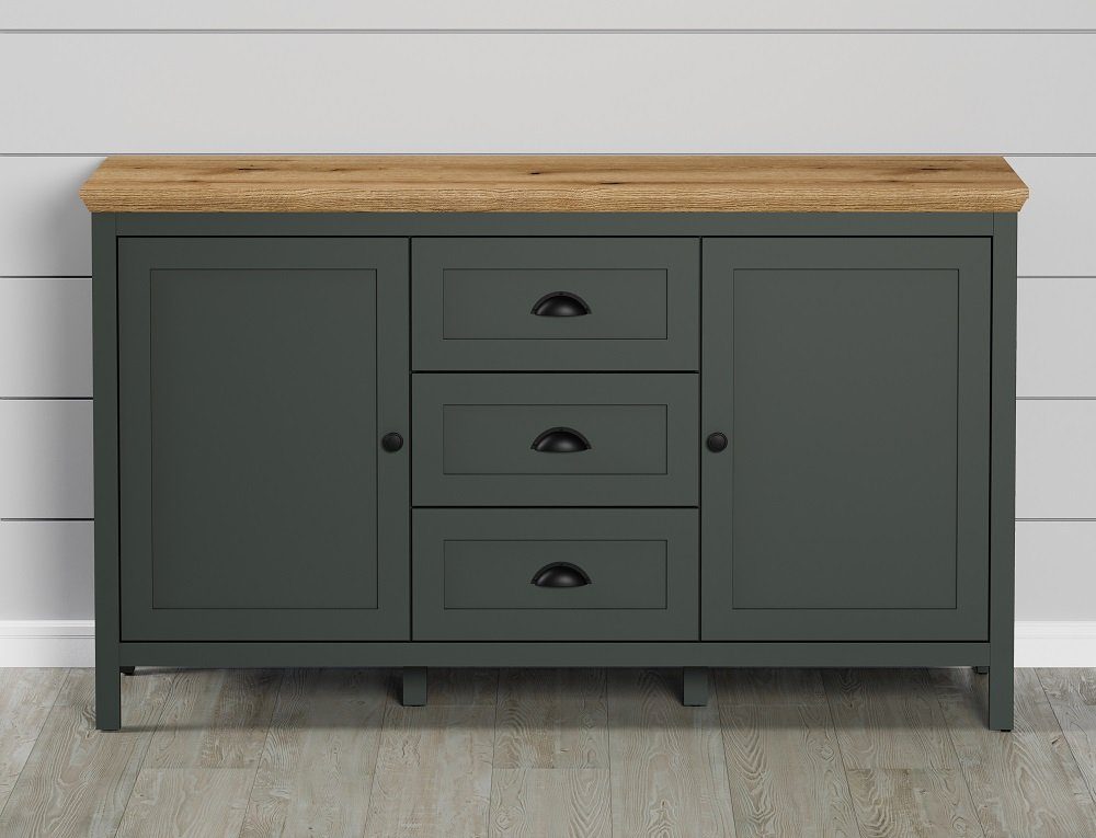 trendteam Sideboard Kommode Sideboard Stanton, Tannengrün / Eiche