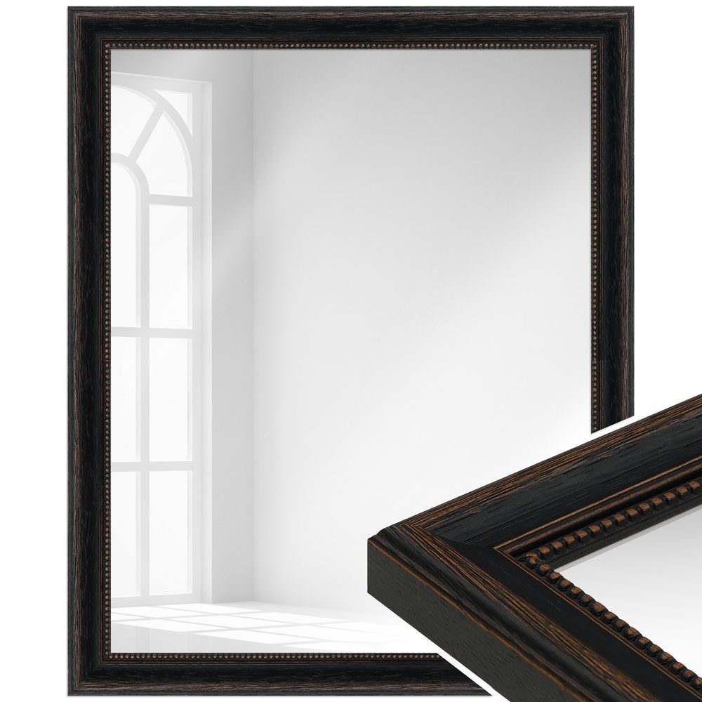 WANDStyle Wandspiegel H390 aus Massivholz in Schwarz 46 x 56 cm im Stil Lan günstig online kaufen