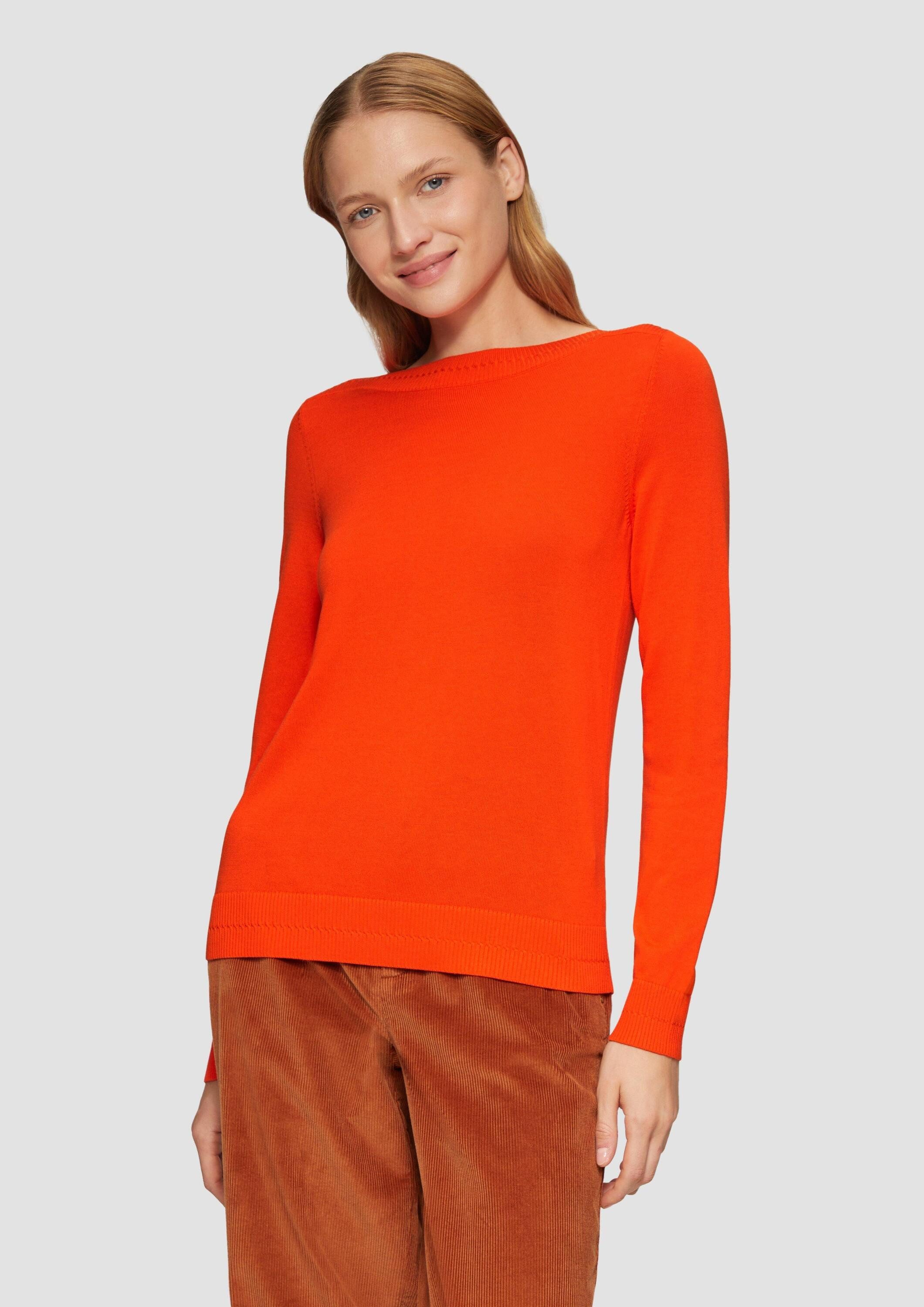 s.Oliver Longpullover Strickpullover Strickpullover mit U-Boot-Ausschnitt günstig online kaufen