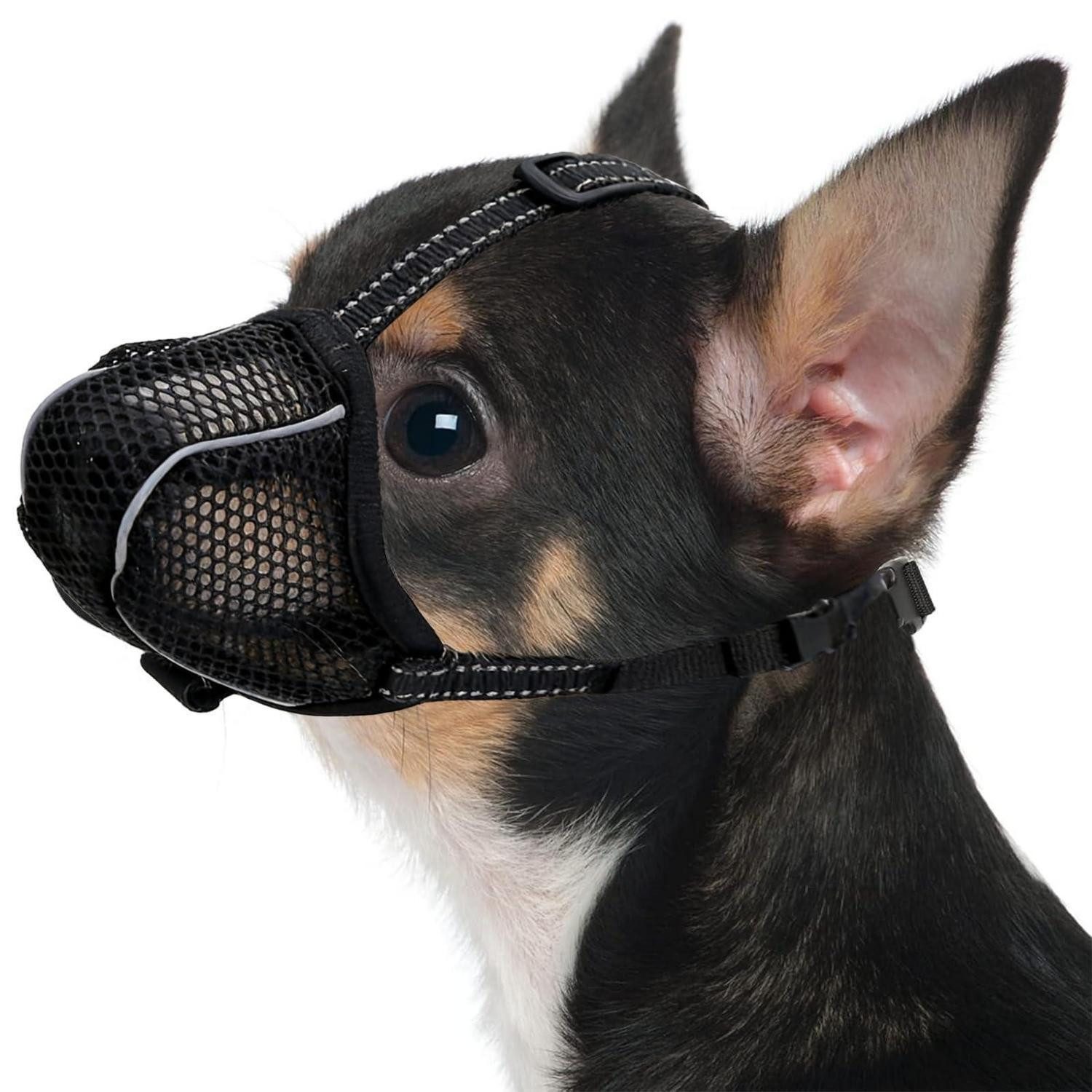 LuxusKollektion Maulkorb Maulkorb Hund atmungsaktiv reflektierend Mesh Schwarz XS, Textil von LuxusKollektion