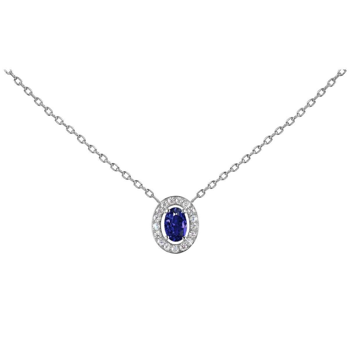 Jacques Lemans Kette mit Anhänger S-C246E, für Damen Edelstahl mit Zirkonia Silber/Blau