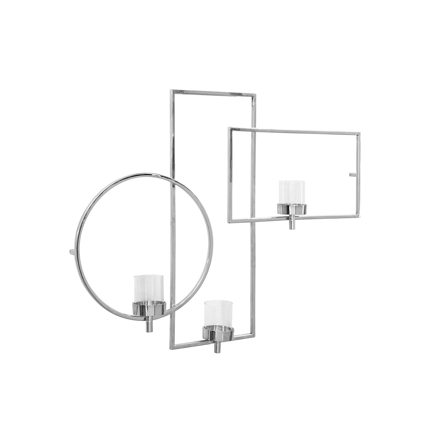 Fink - silberfarben Wandkerzenhalter B.88cm, x -Metall/Glas 3-flammig - Escala vernickelt H.65cm Wandleuchter -