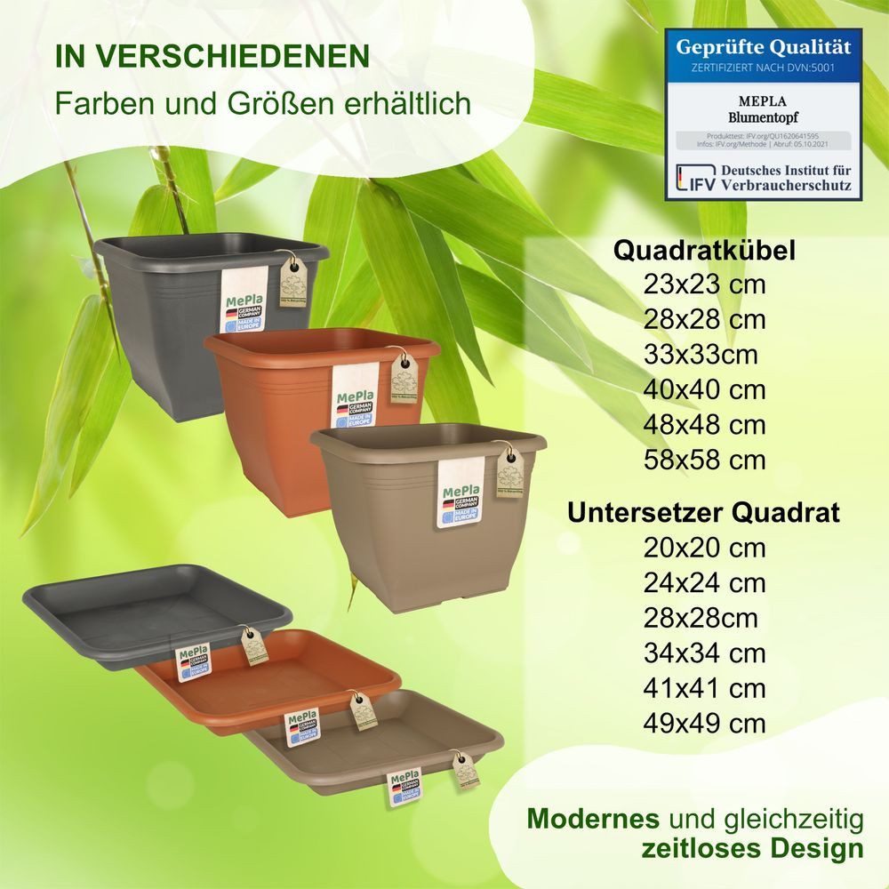 Heimwerkercenter Blumentopf MePla Untersetzer Quadrat 20x20 cm, Terrakotta, wetterfester Kunstoff – Bild 2 von 5