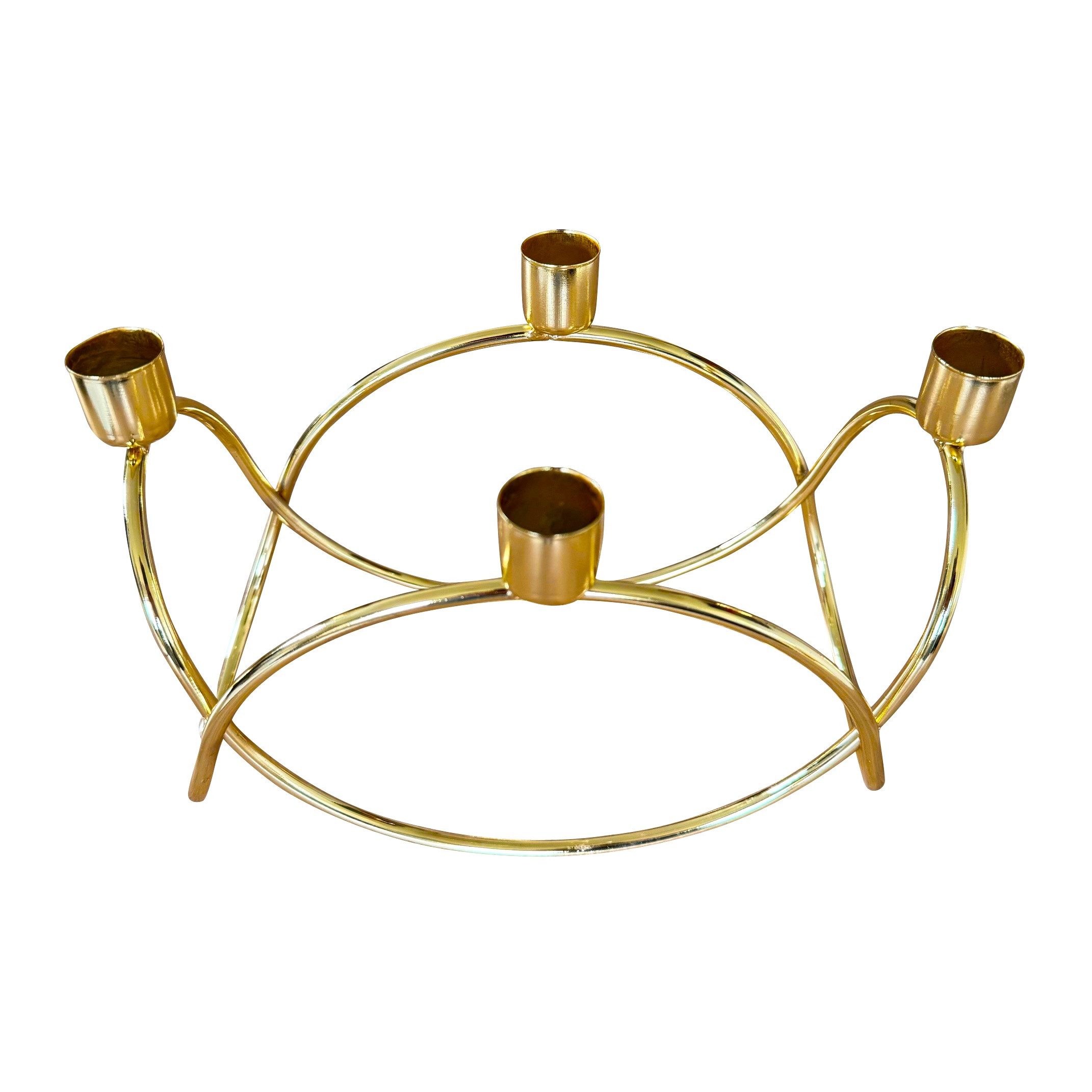 Online-Fuchs Kerzenhalter Kerzenständer, moderner Adventskranz aus Metall, geschwungen (Gold -, 24 x 13 cm groß), für 4 Stabkerzen geeignet