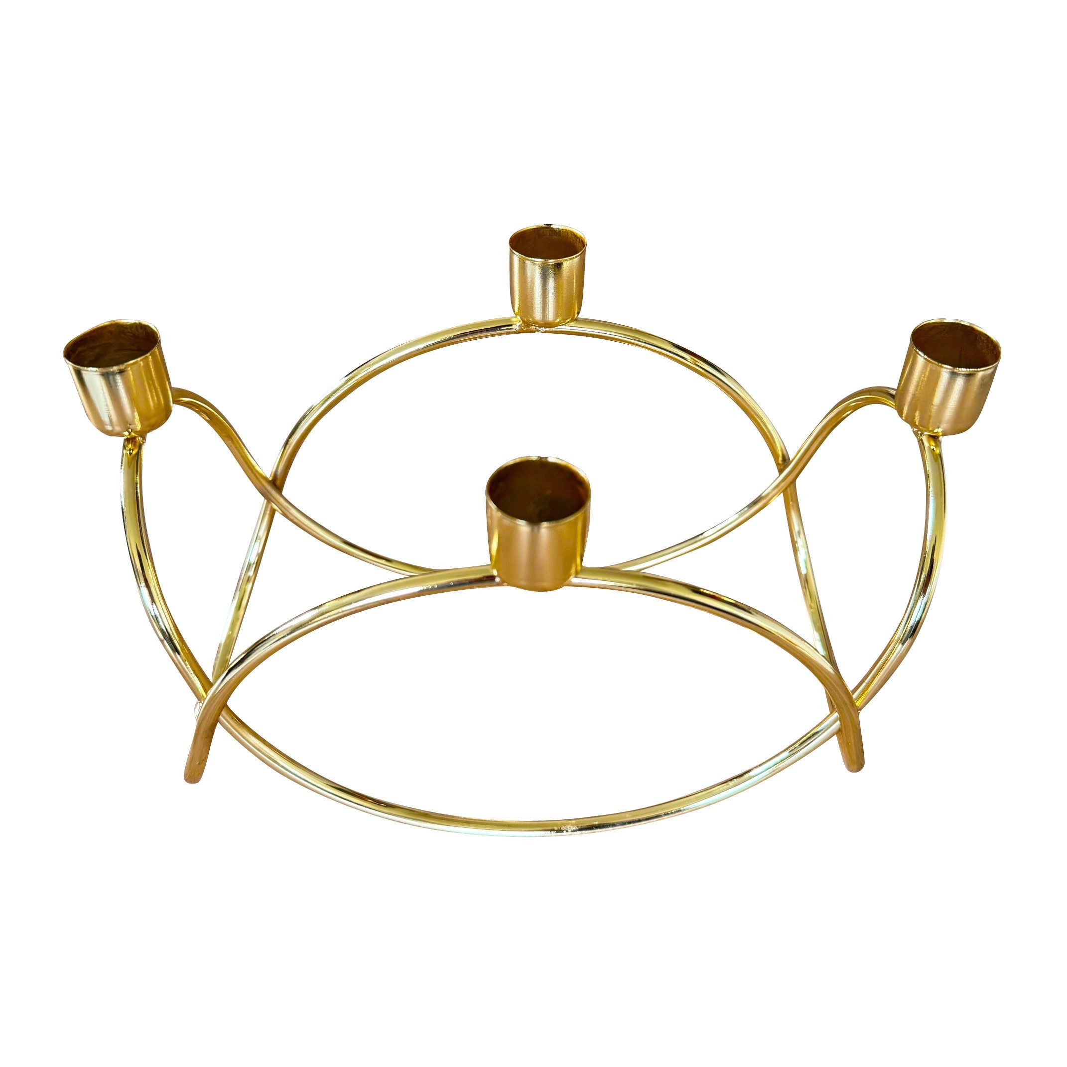Online-Fuchs Торшери Свічник, moderner Adventskranz aus Metall, geschwungen (Gold -, 24 x 13 cm groß), für 4 Stabkerzen geeignet
