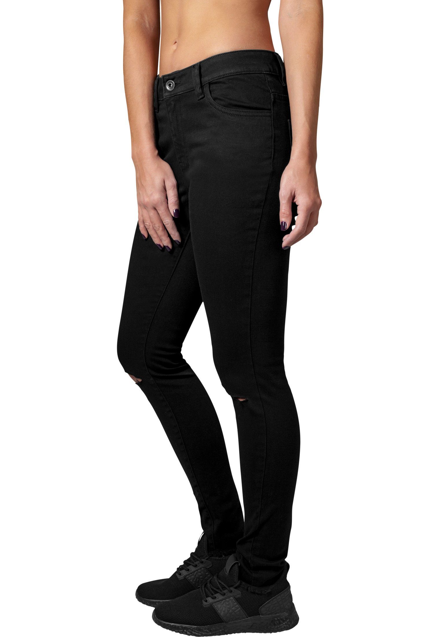 URBAN CLASSICS Skinny-fit-Jeans TB1538 black Knee Cut