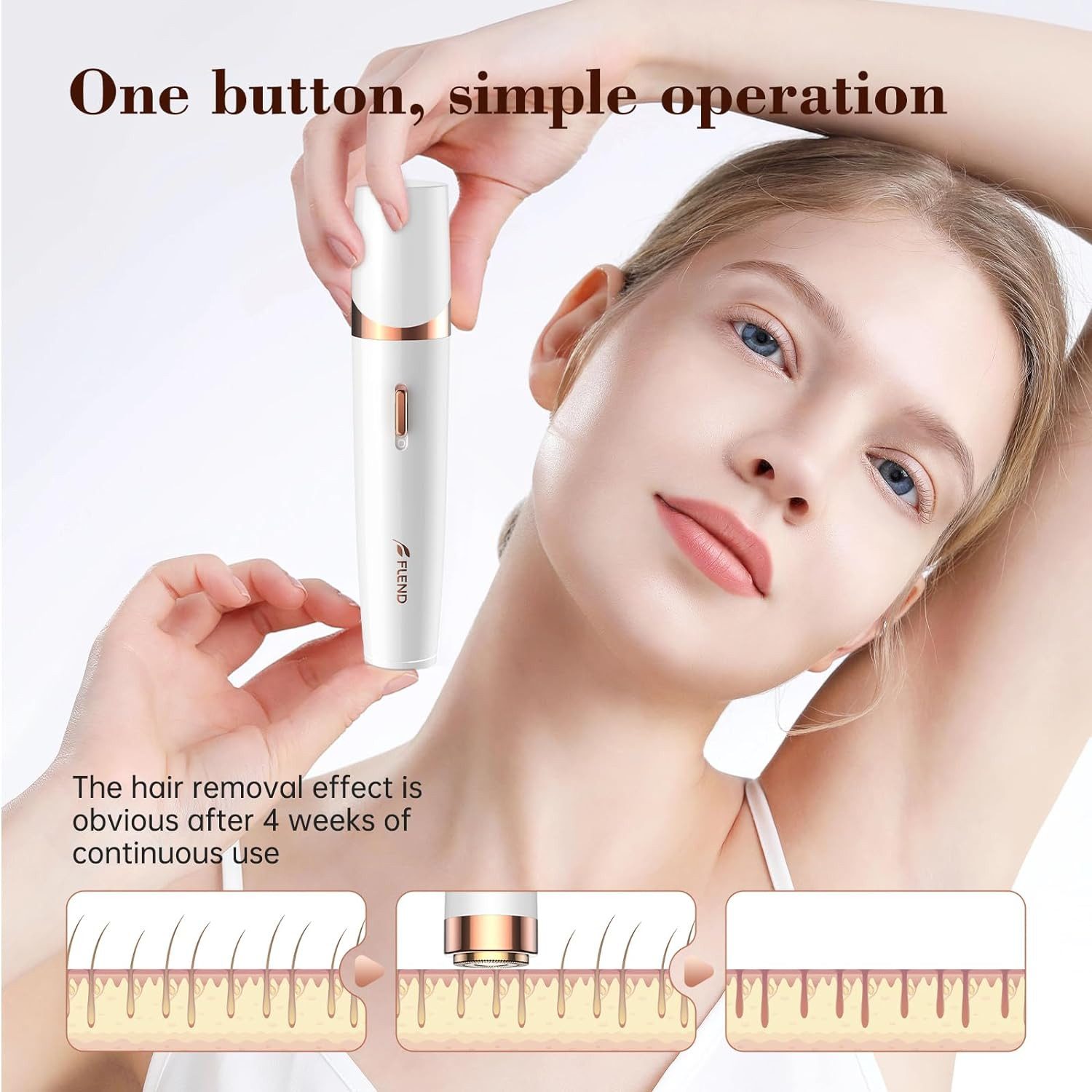feinlux Epilierer Epilierer,2 in 1Epilierer, Aufsätze: 2 St., Glatter Epilierer Trimmer Reise Set, Haarentfernung für Frauen Beine/Gesicht/Bikini/Arme