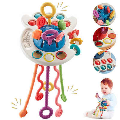 Kind Ja Greifling Montessori Sensorisches Spielzeug, Sinnesspielzeug, Fingerspiele, Kaubares sensorisches Kraken-Spielzeug mit Zugschnur für Babys