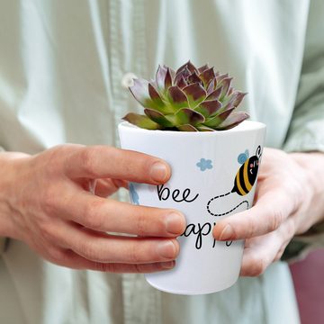 speecheese Blumentopf Bee happy Blumentopf mit niedlicher Biene und Blumen
