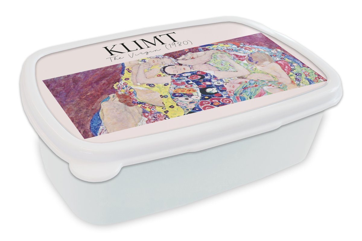 MuchoWow Lunchbox Kunst - Gustav Klimt - Alte Meister, Kunststoff, (2-tlg), Brotbox für Kinder und Erwachsene, Brotdose, für Jungs und Mädchen weiß