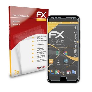 atFoliX Schutzfolie für Ulefone Power 2, (3 Folien), Entspiegelnd und stoßdämpfend