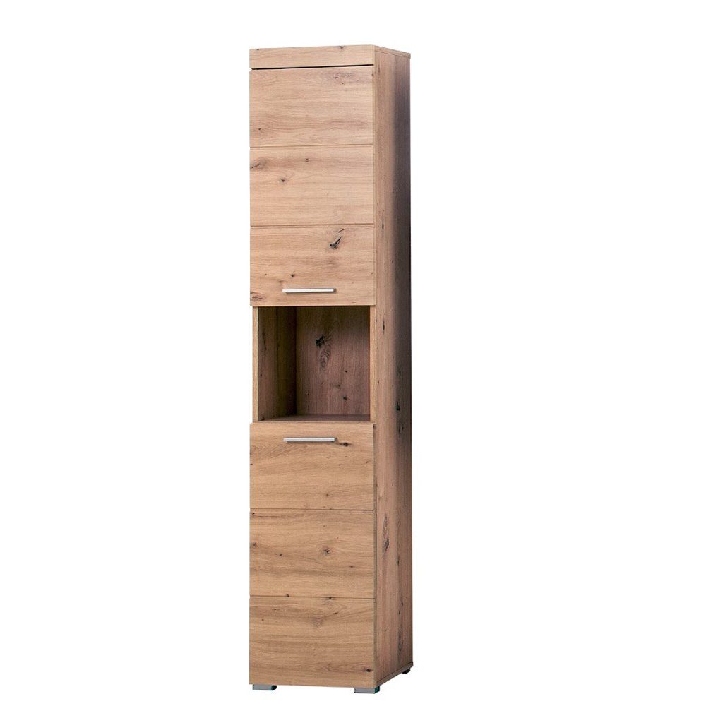 trendteam Hochschrank Amanda Badhochschrank Badschrank Highboard Badezimmer Braun 37x190x31cm