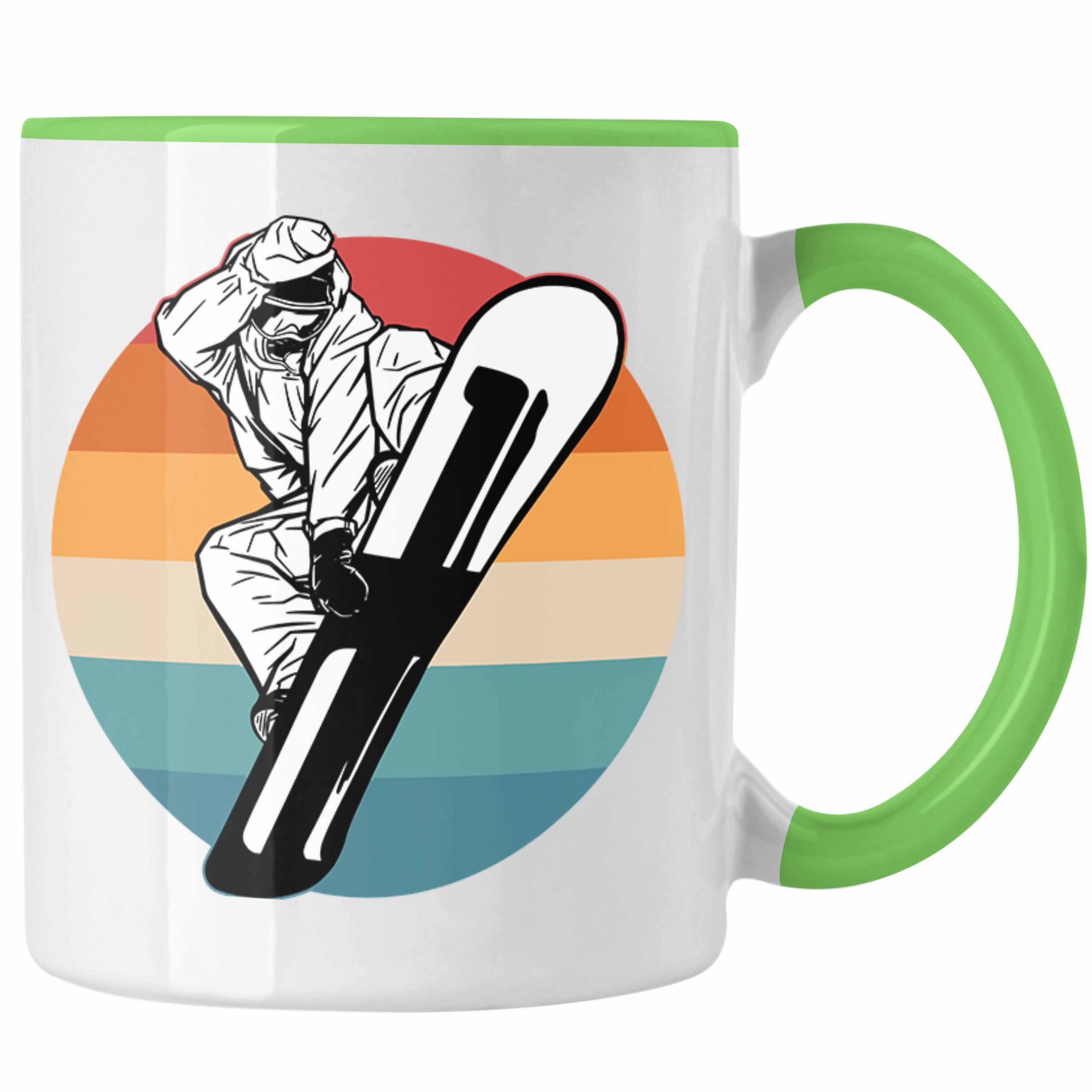 - Snowboardfahrer Trendation Snowboard Grafik Grün Tasse Trendation Retro Lustige Geschenk Tasse