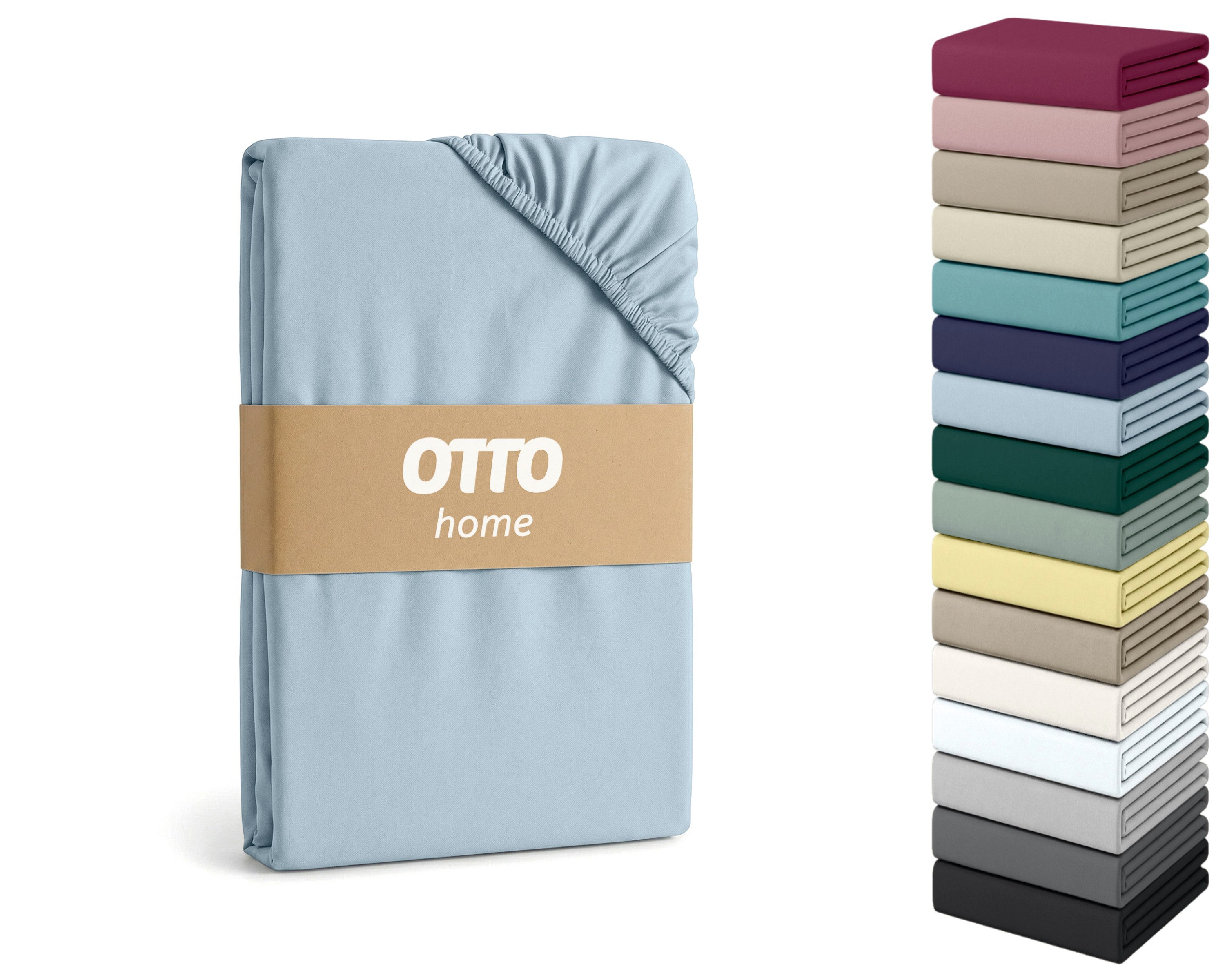 OTTO home Spannbettlaken PHYSALIS Comfort 100% Baumwolle, 150 g/m², Jersey, Gummizug: rundum, (2 Stück), Bettlaken bis 20 cm Matratzenhöhe, weich, bügelfrei, optimaler Sitz