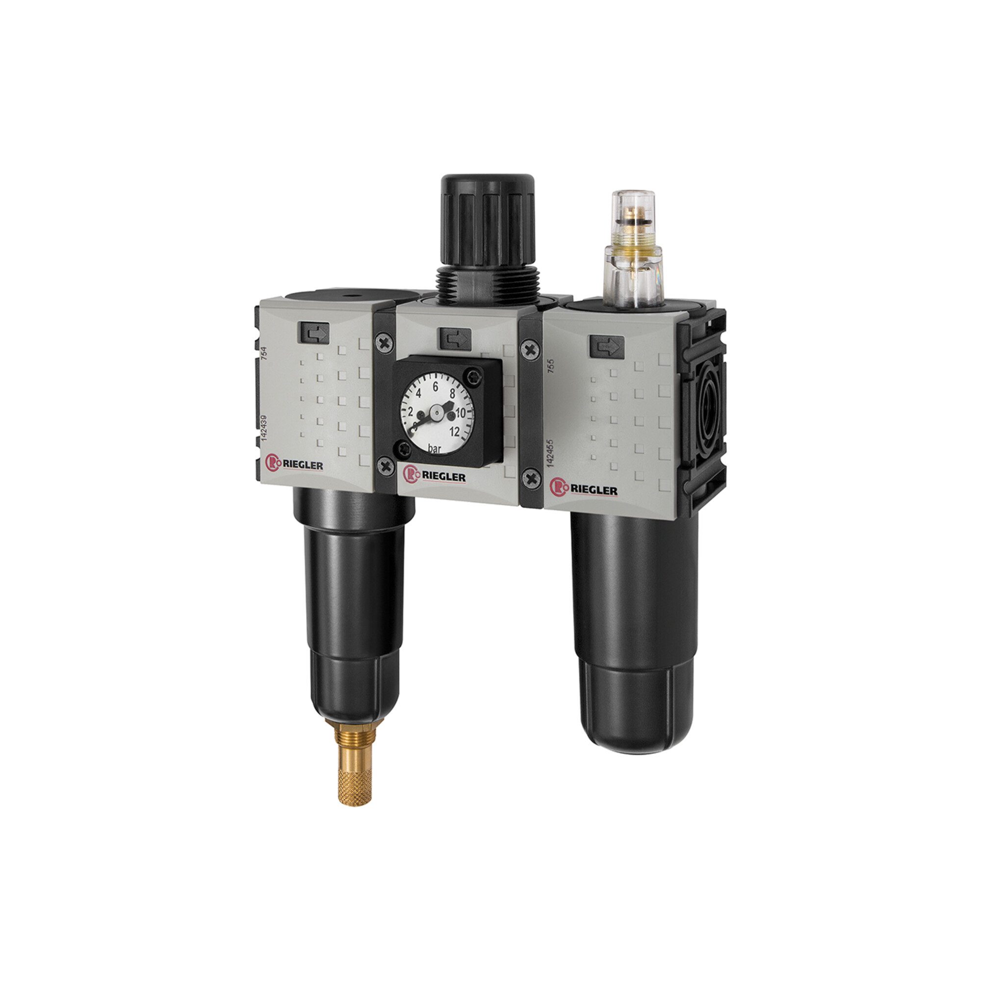 RIEGLER Druckminderer Riegler WE 3-tlg. »FUTURA-mini «, Metallb., Kompaktmano., G 1/4, 0,1-4